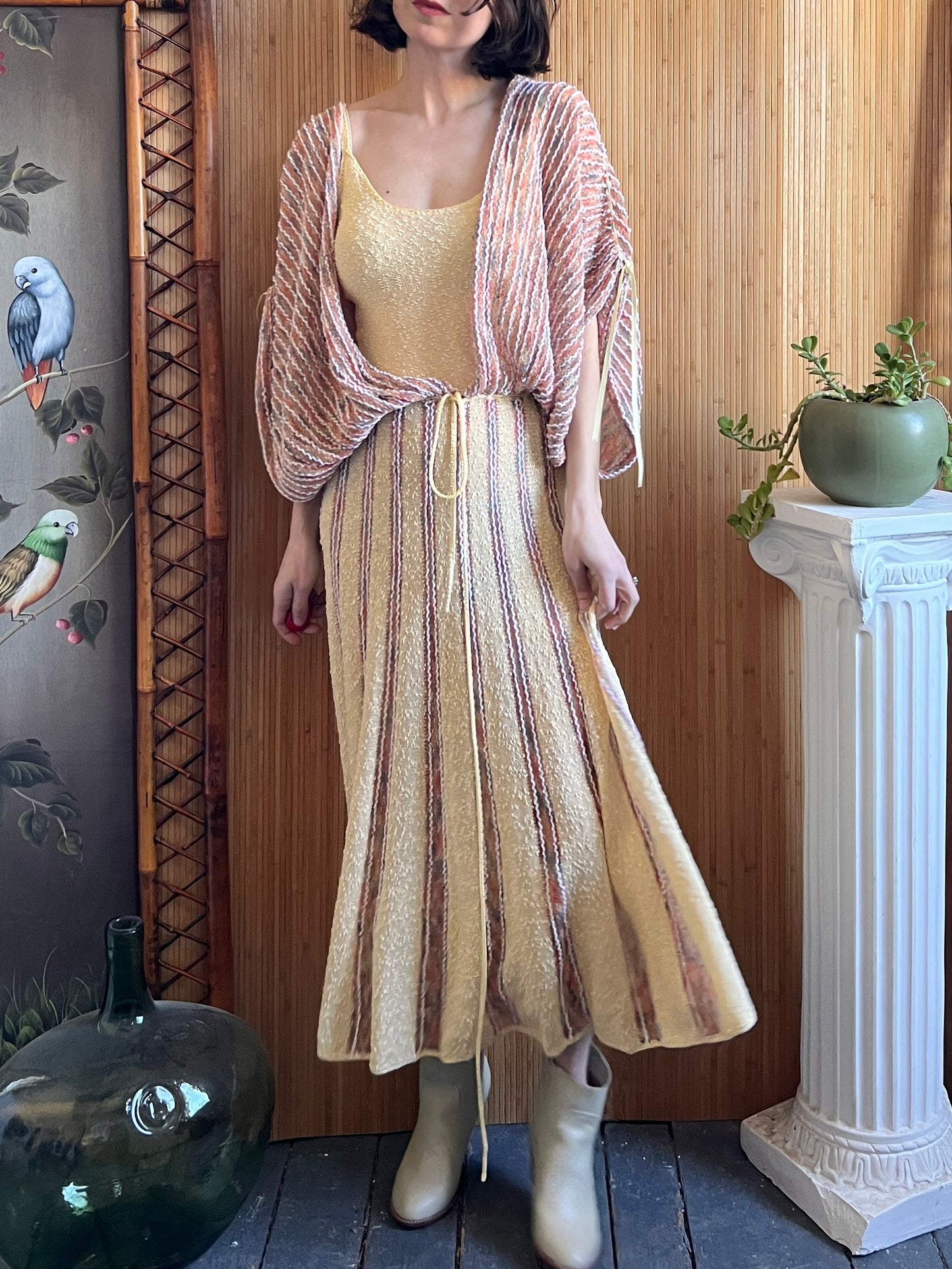 1970s Lucie James of London Knit Dress S