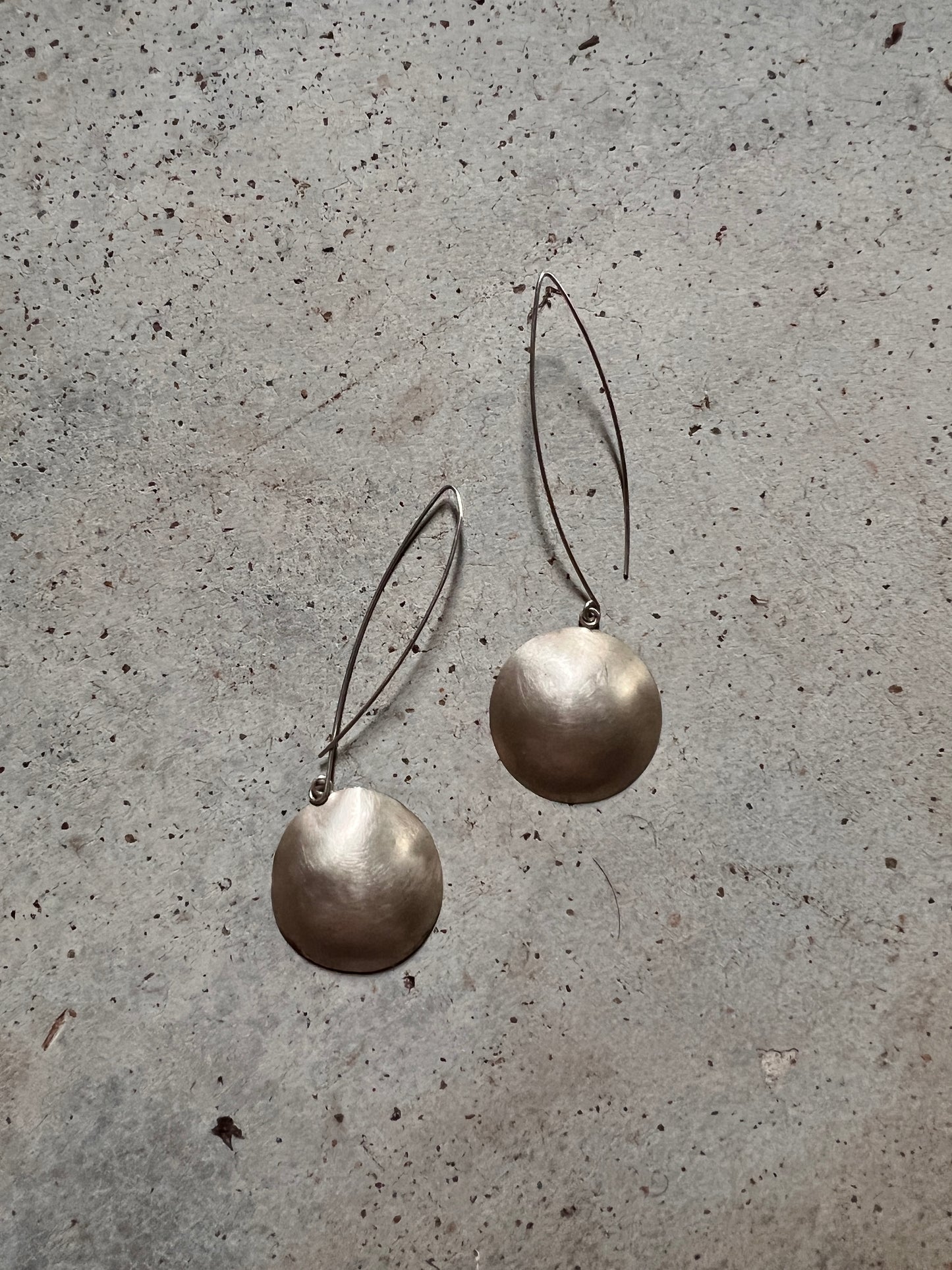 Vtg Sterling Saucer Drop Earrings