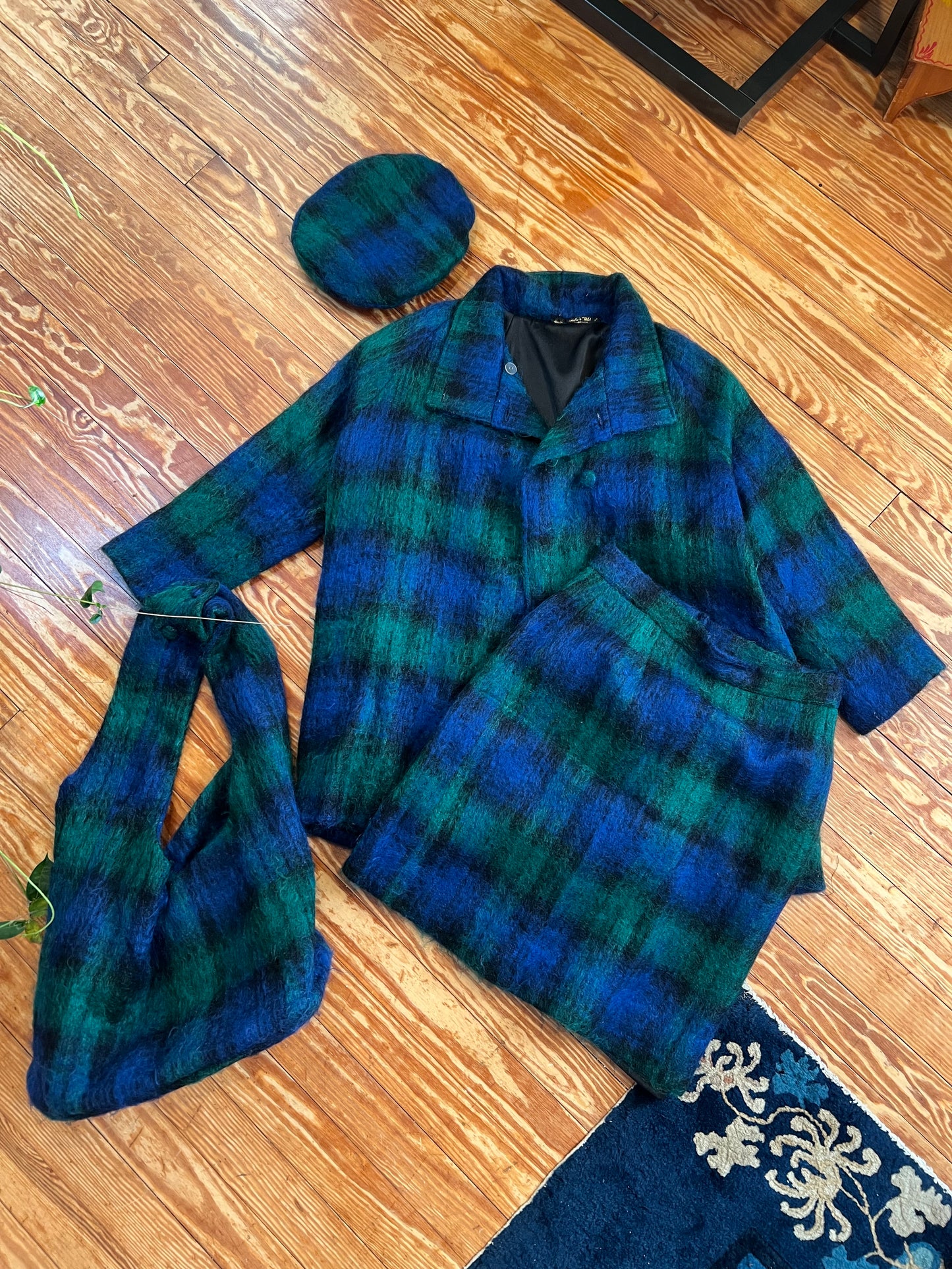 1960s 4-Piece Black Watch Tartan Plaid Set M/L