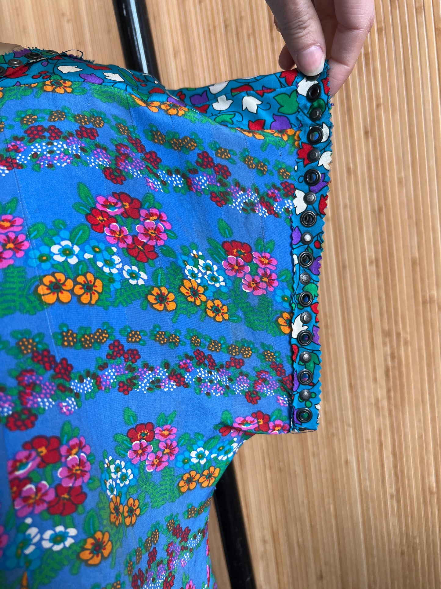 1960s YSL Rive Gauche Floral Silk Trapeze Dress M
