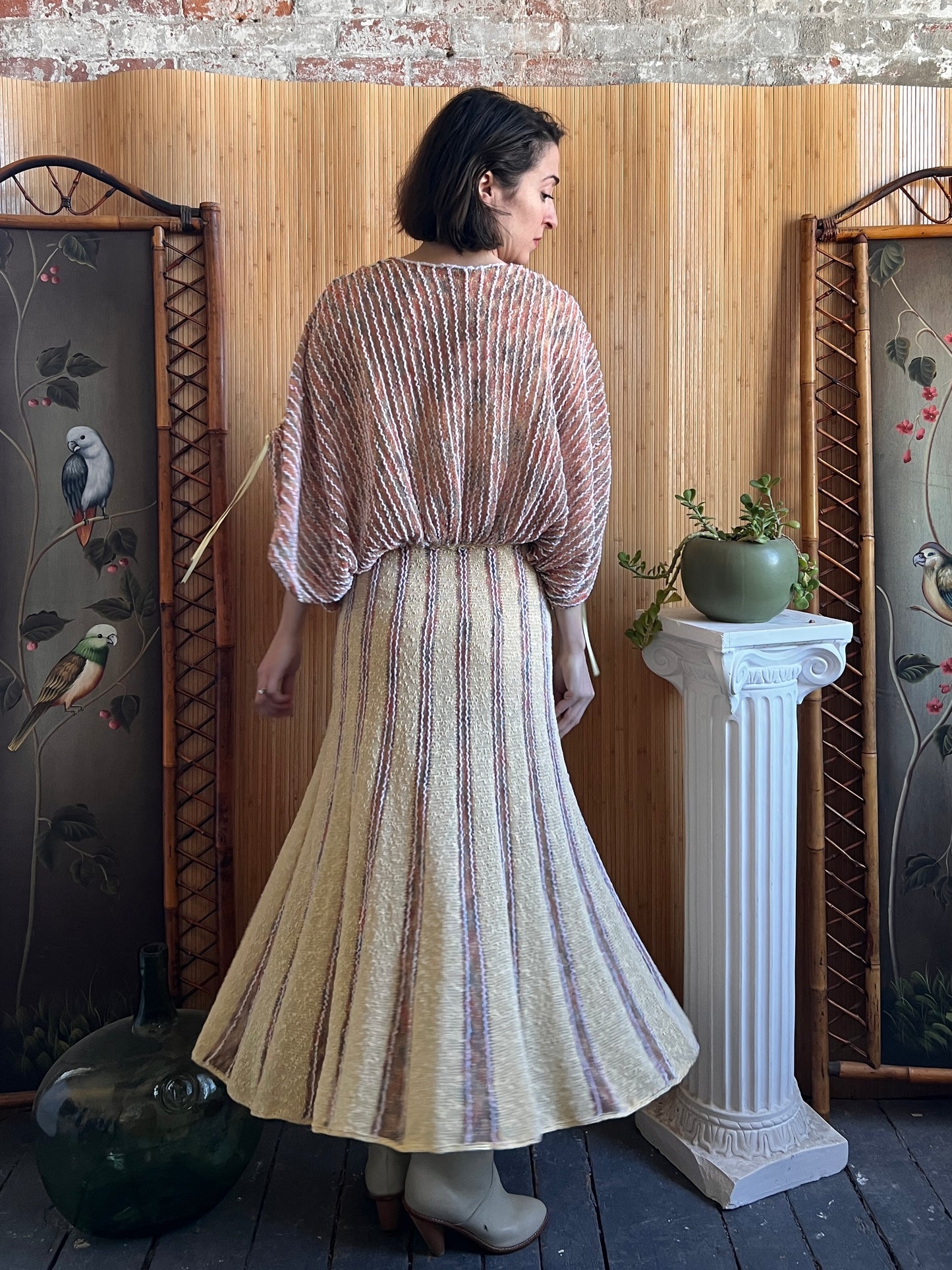 1970s Lucie James of London Knit Dress S