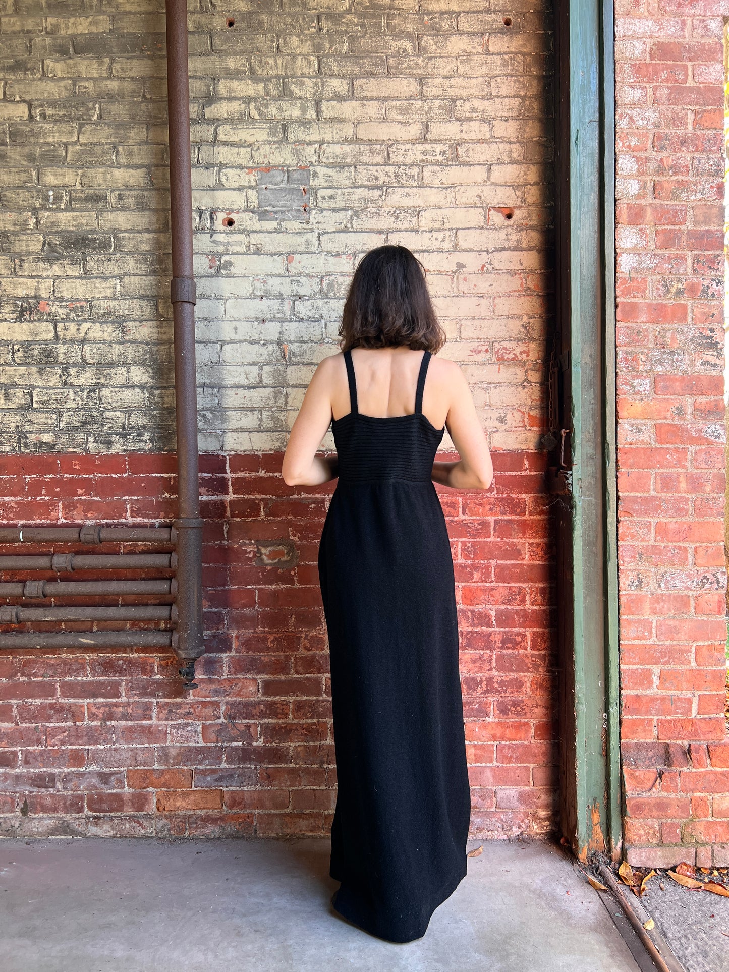 1960s Goldworm Knit Maxi Dress M