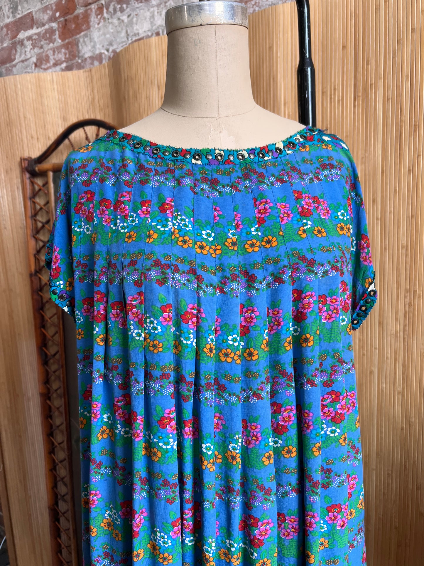 1960s YSL Rive Gauche Floral Silk Trapeze Dress M