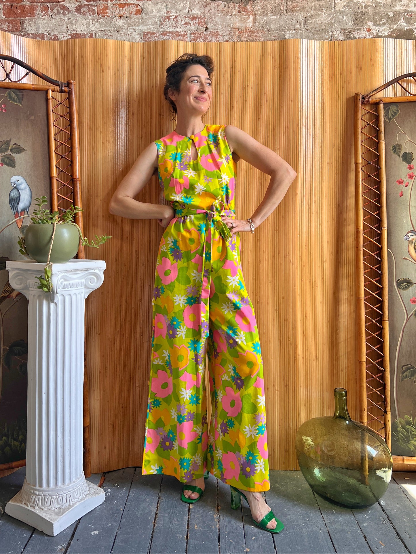 1960s Flower Power Cotton Jumpsuit by Lanz