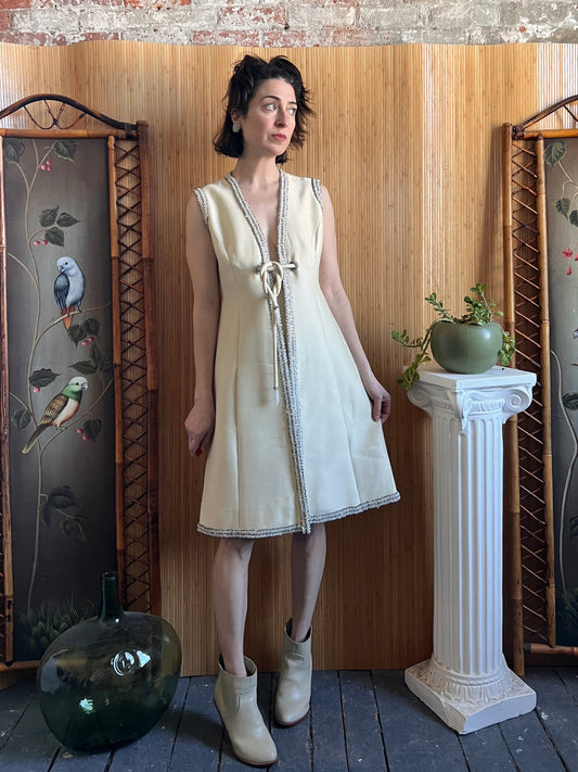 1960s Seaton Enterprises Ltd Beaded Shift Dress M