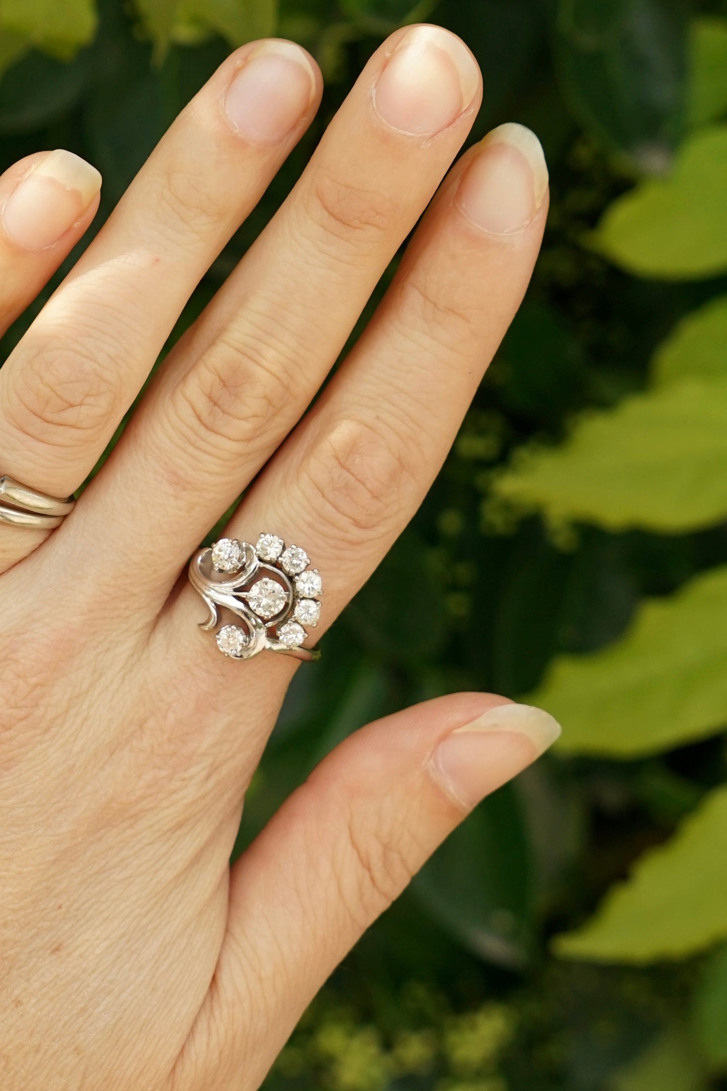 Mid-Century 18K Diamond Bouquet Cocktail Ring by Jabel