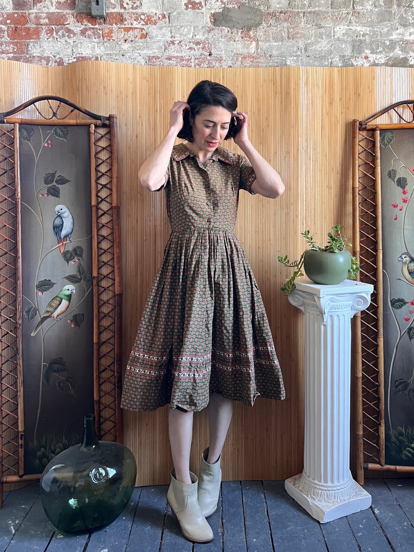 1950s Cotton Shirtwaist Dress by Muriel Ryan S
