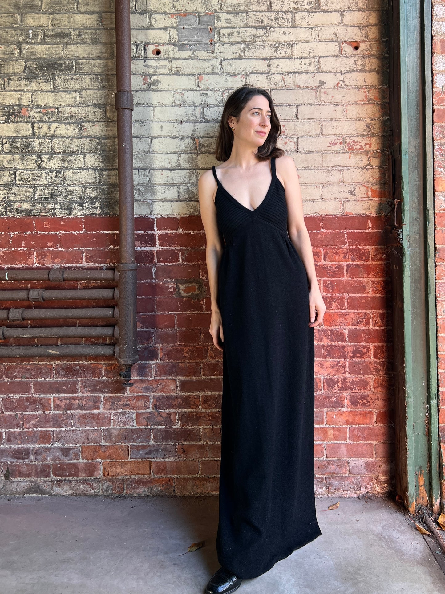 1960s Goldworm Knit Maxi Dress M