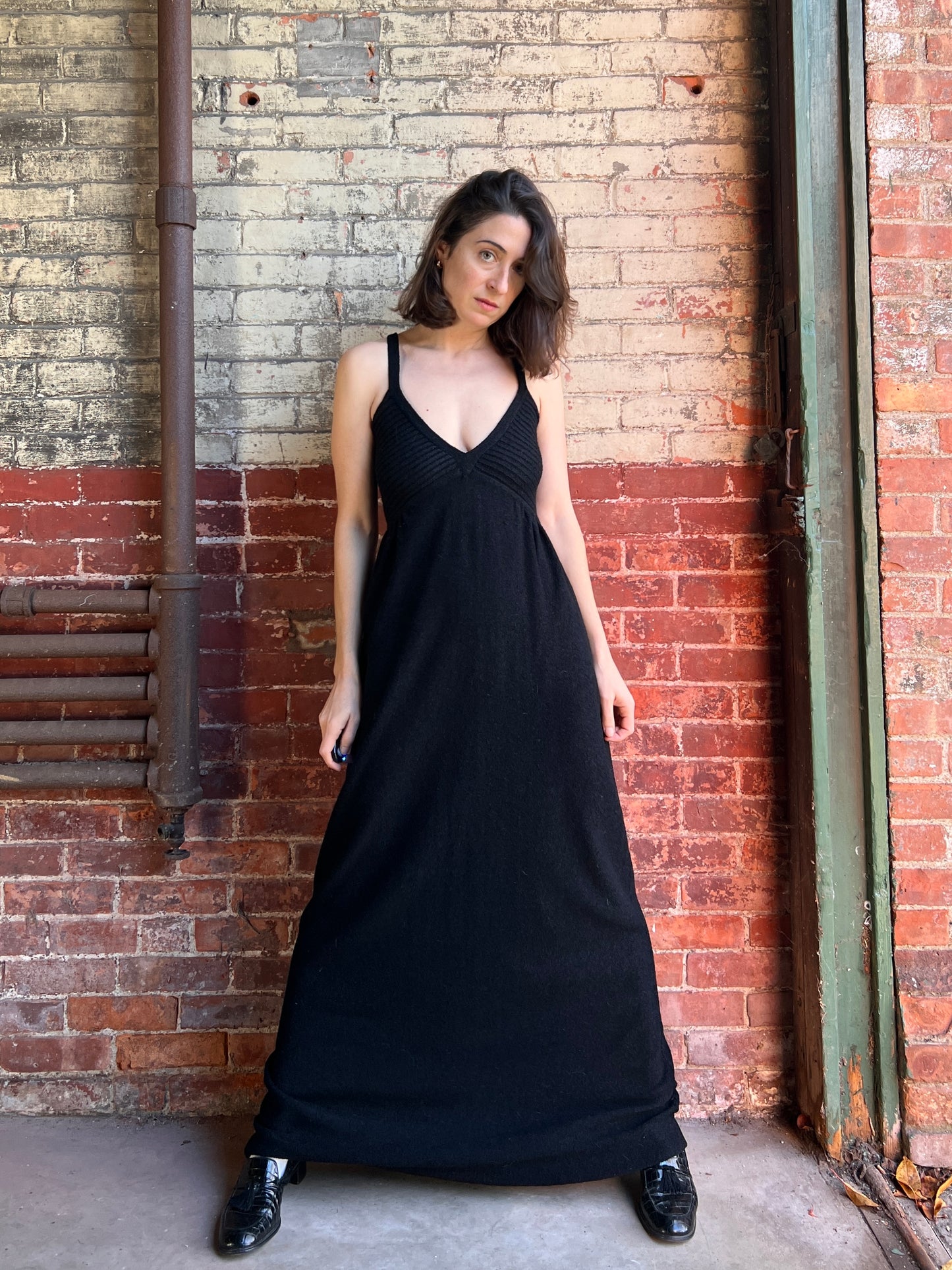 1960s Goldworm Knit Maxi Dress M