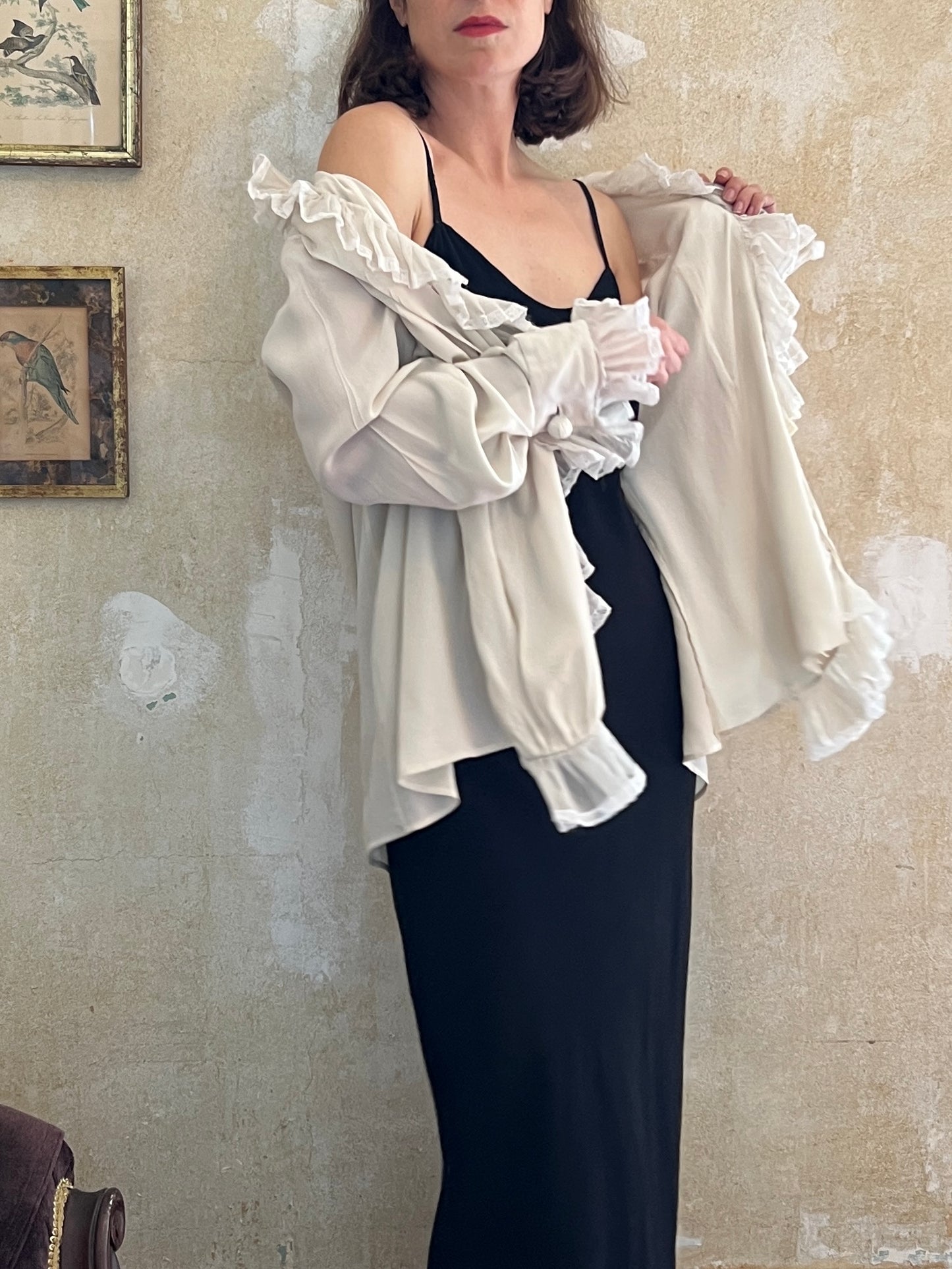 1980s Gianfranco Ferre Silk Ruffles Blouse M/L