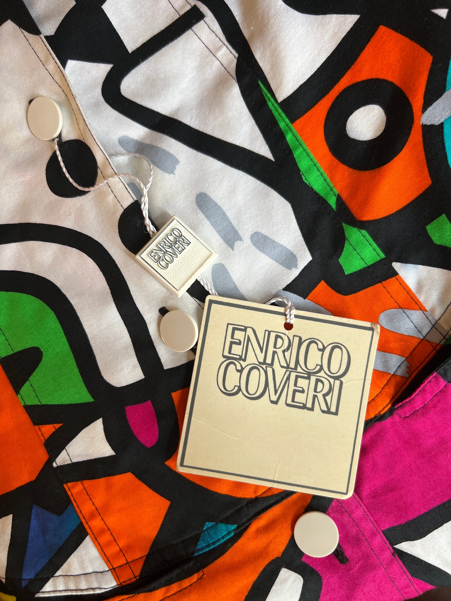1980s Enrico Coveri Pop Art Print Corset Dress XS/S