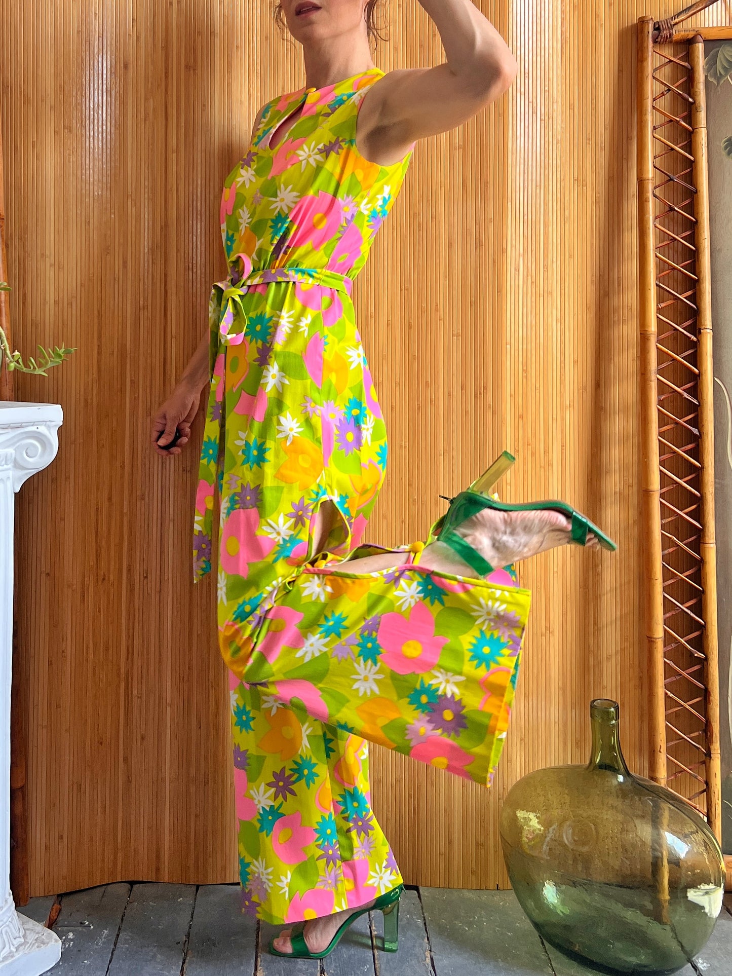 1960s Flower Power Cotton Jumpsuit by Lanz