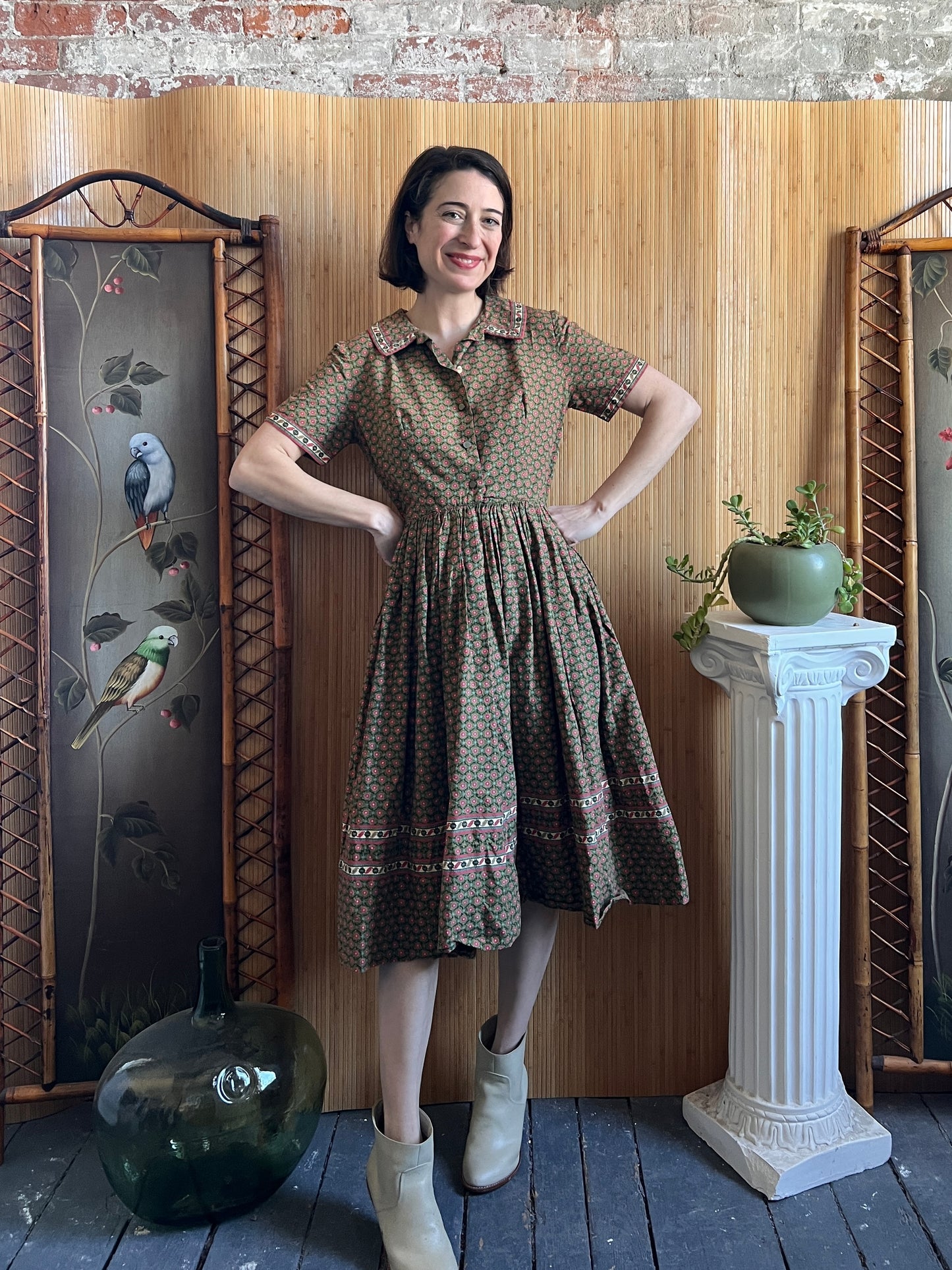 1950s Cotton Shirtwaist Dress by Muriel Ryan S