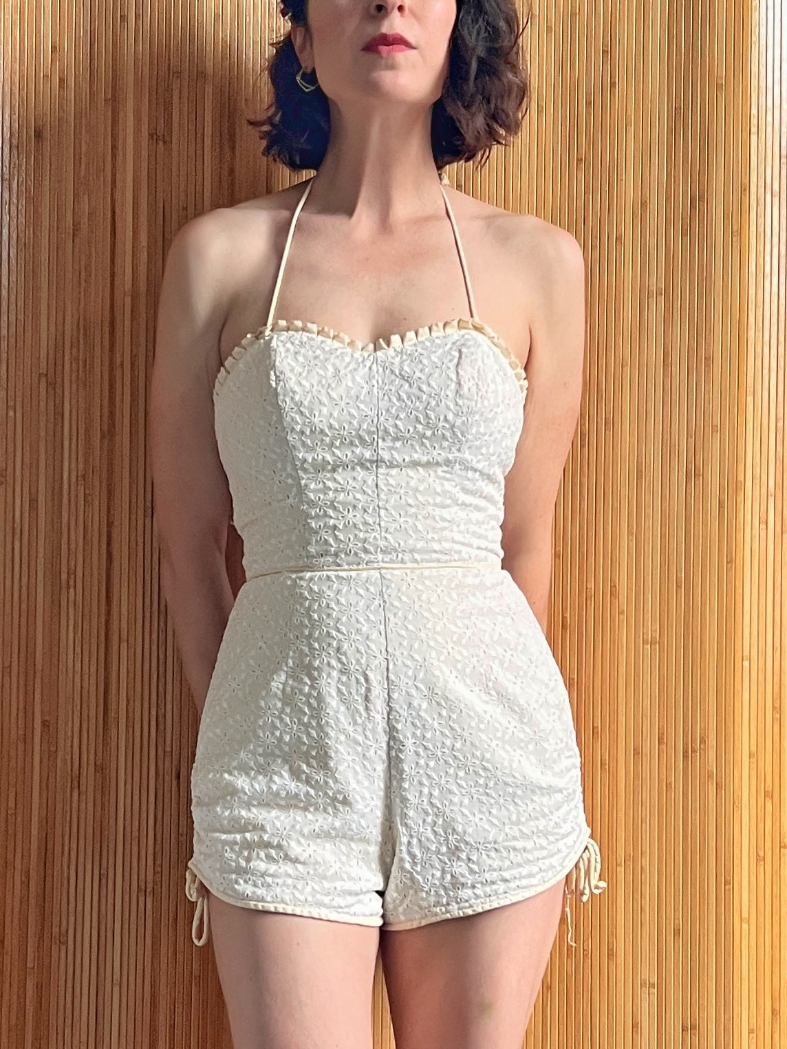 1950s Cotton Eyelet Playsuit S