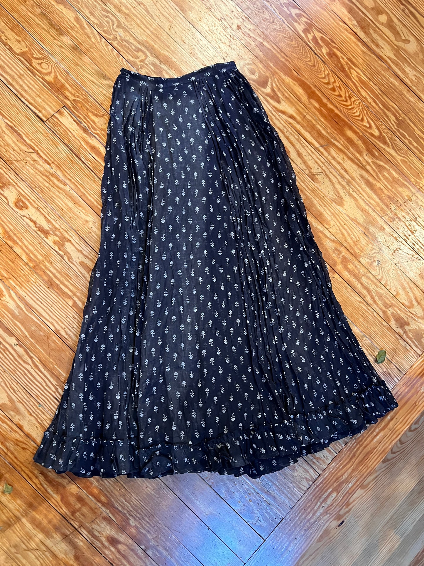 Antique Victorian Calico Cotton Voile Walking Suit S/M
