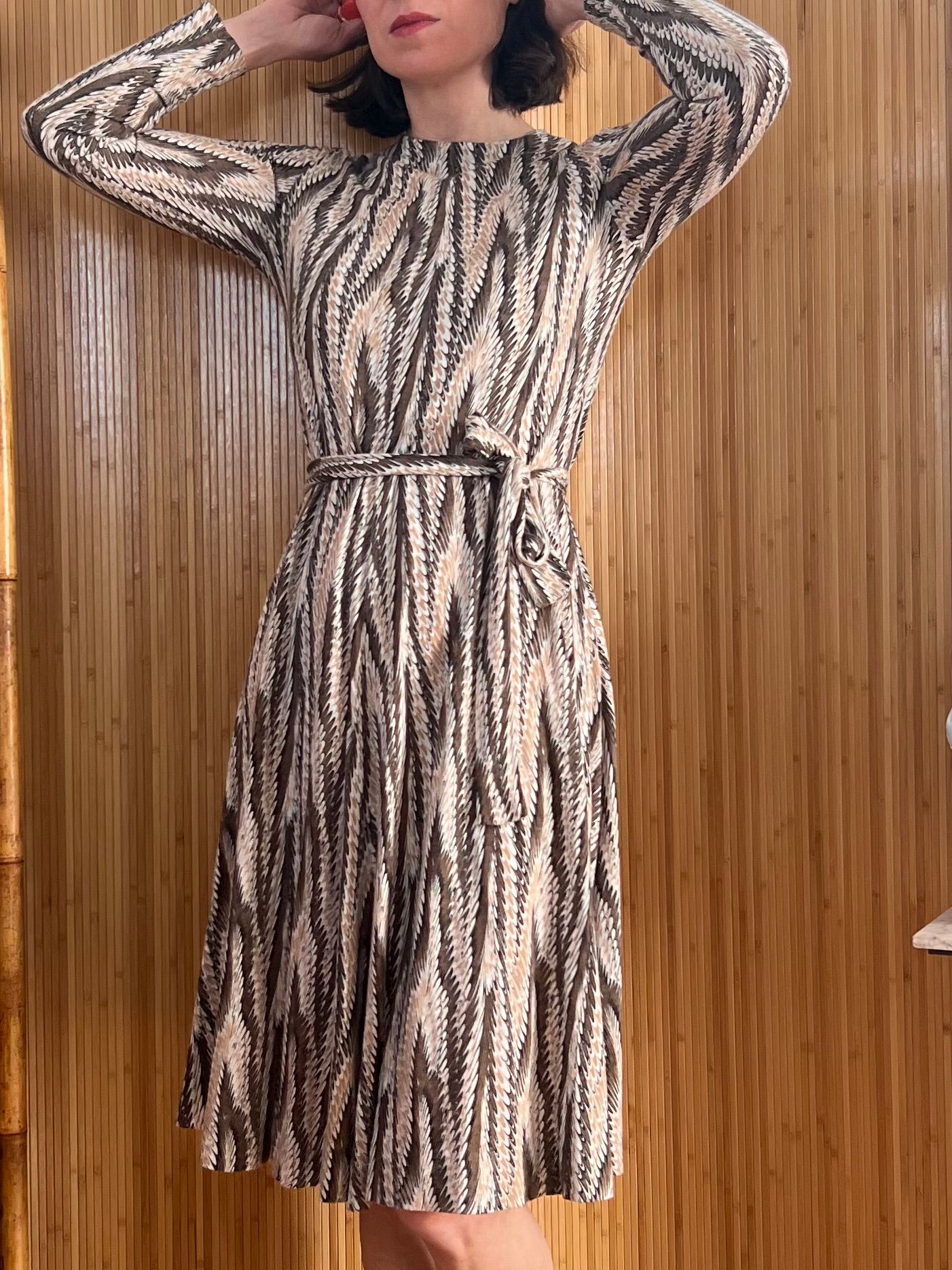 1970s DVF Jersey Knit Splatter Dress S/M