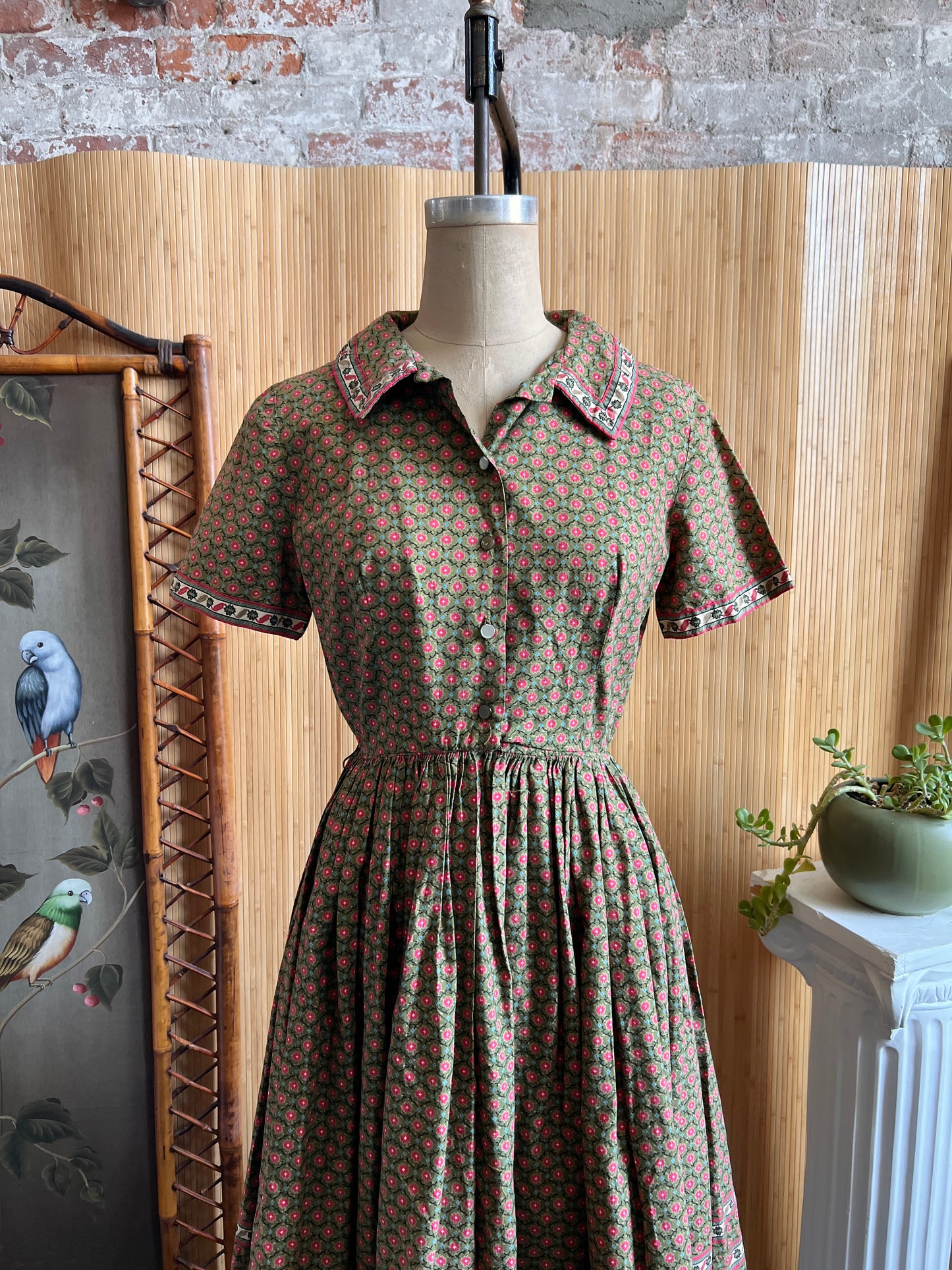 1950s Cotton Shirtwaist Dress by Muriel Ryan S