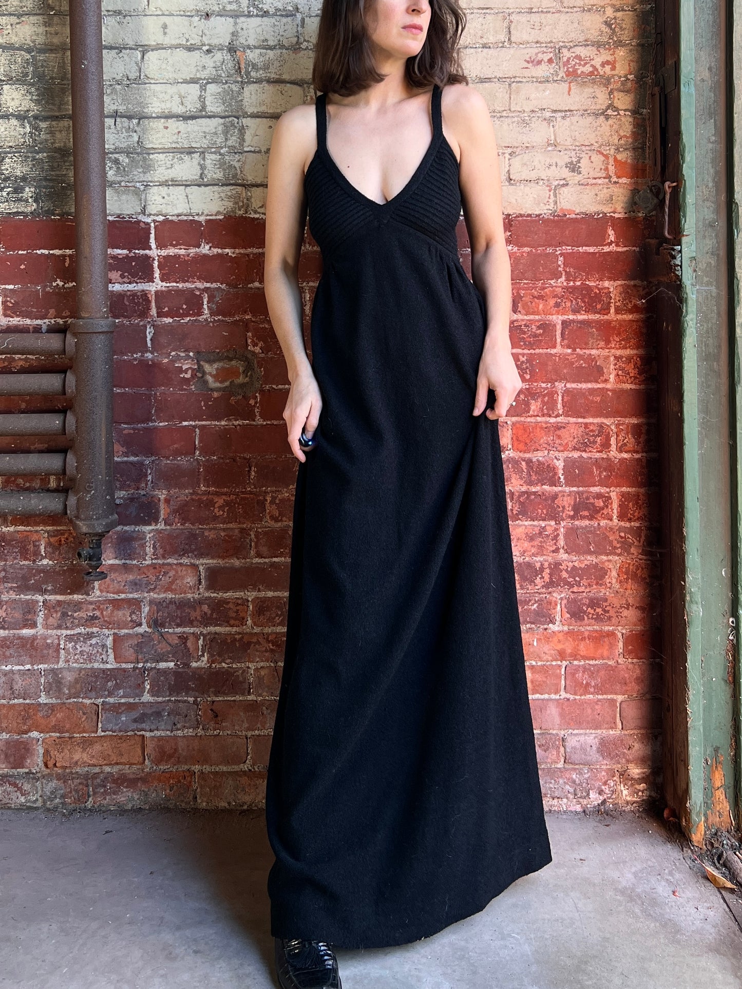 1960s Goldworm Knit Maxi Dress M