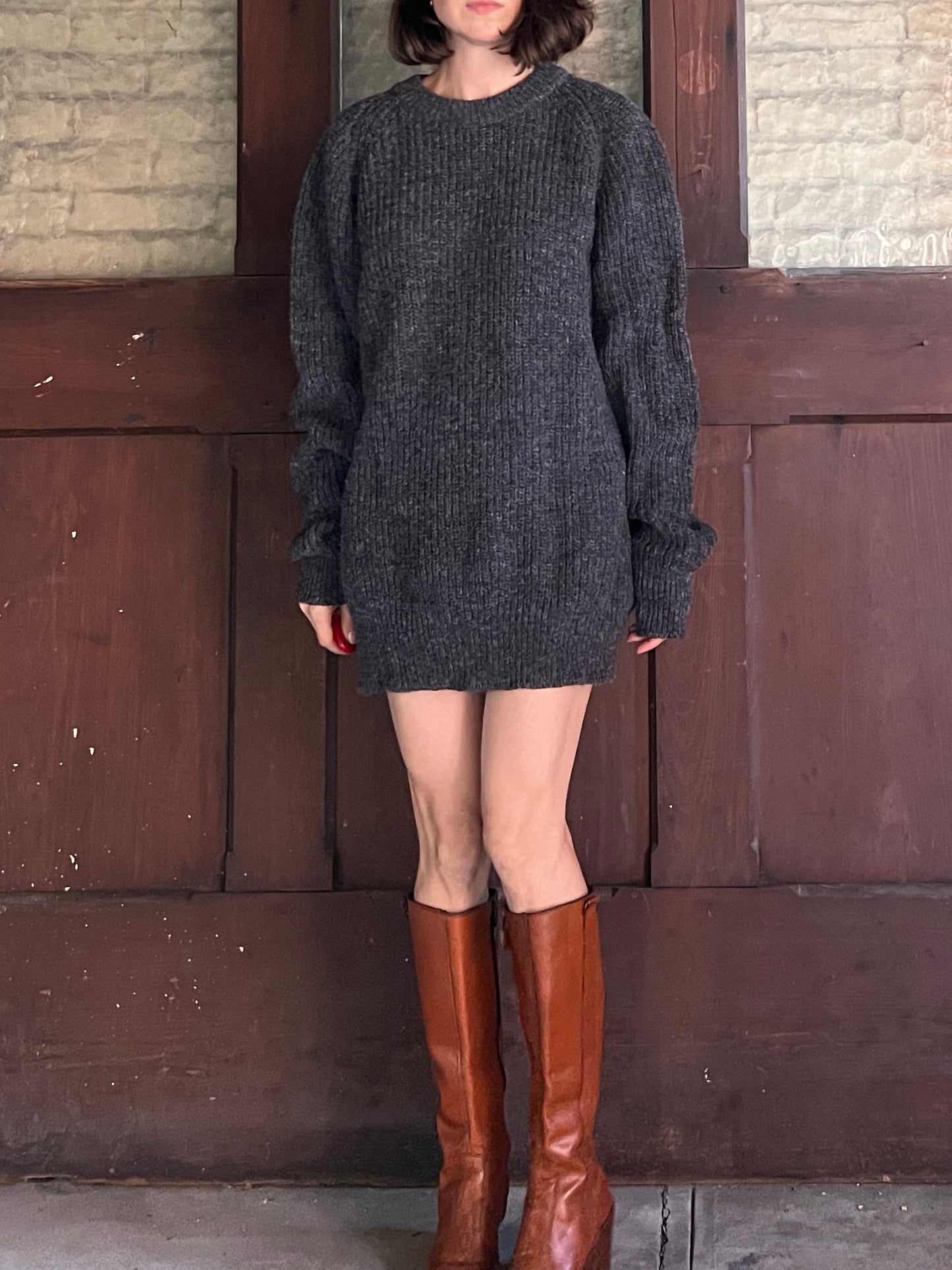 1960s Harris Tweed Charcoal Knit L