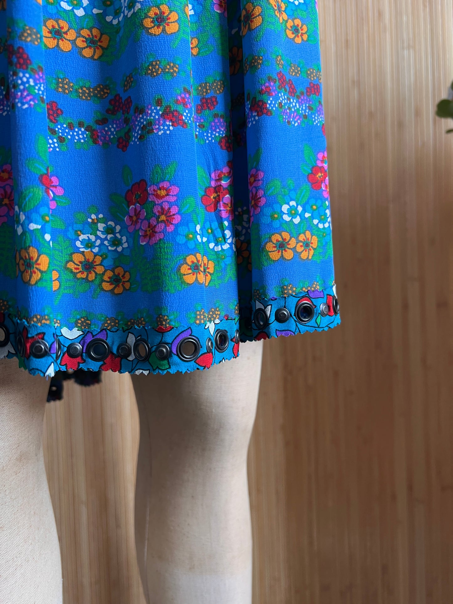 1960s YSL Rive Gauche Floral Silk Trapeze Dress M