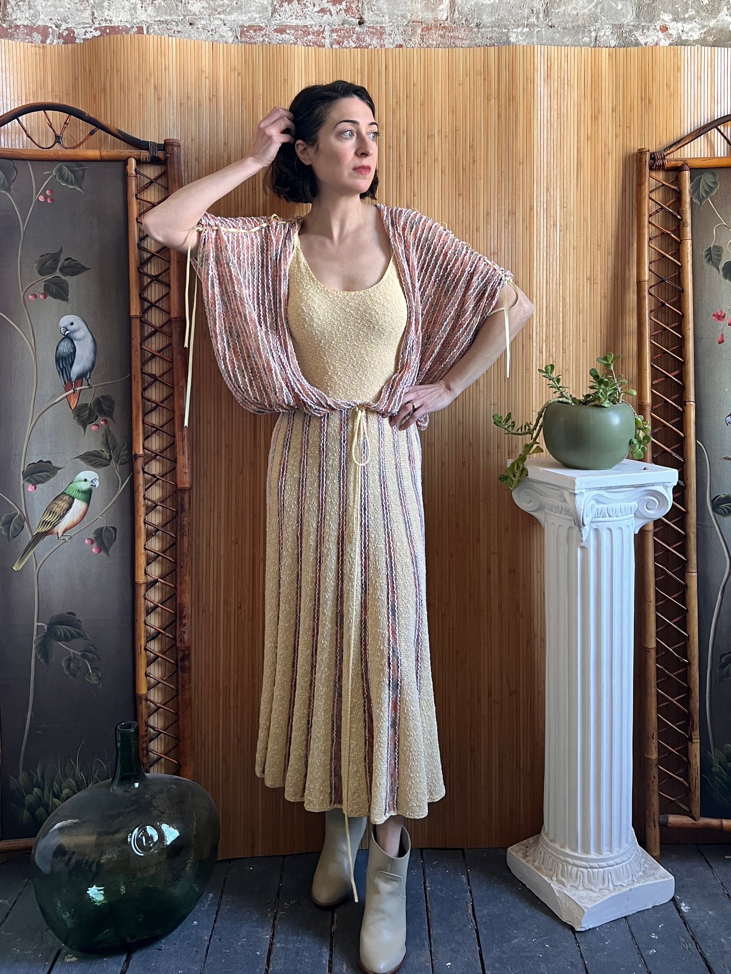 1970s Lucie James of London Knit Dress S