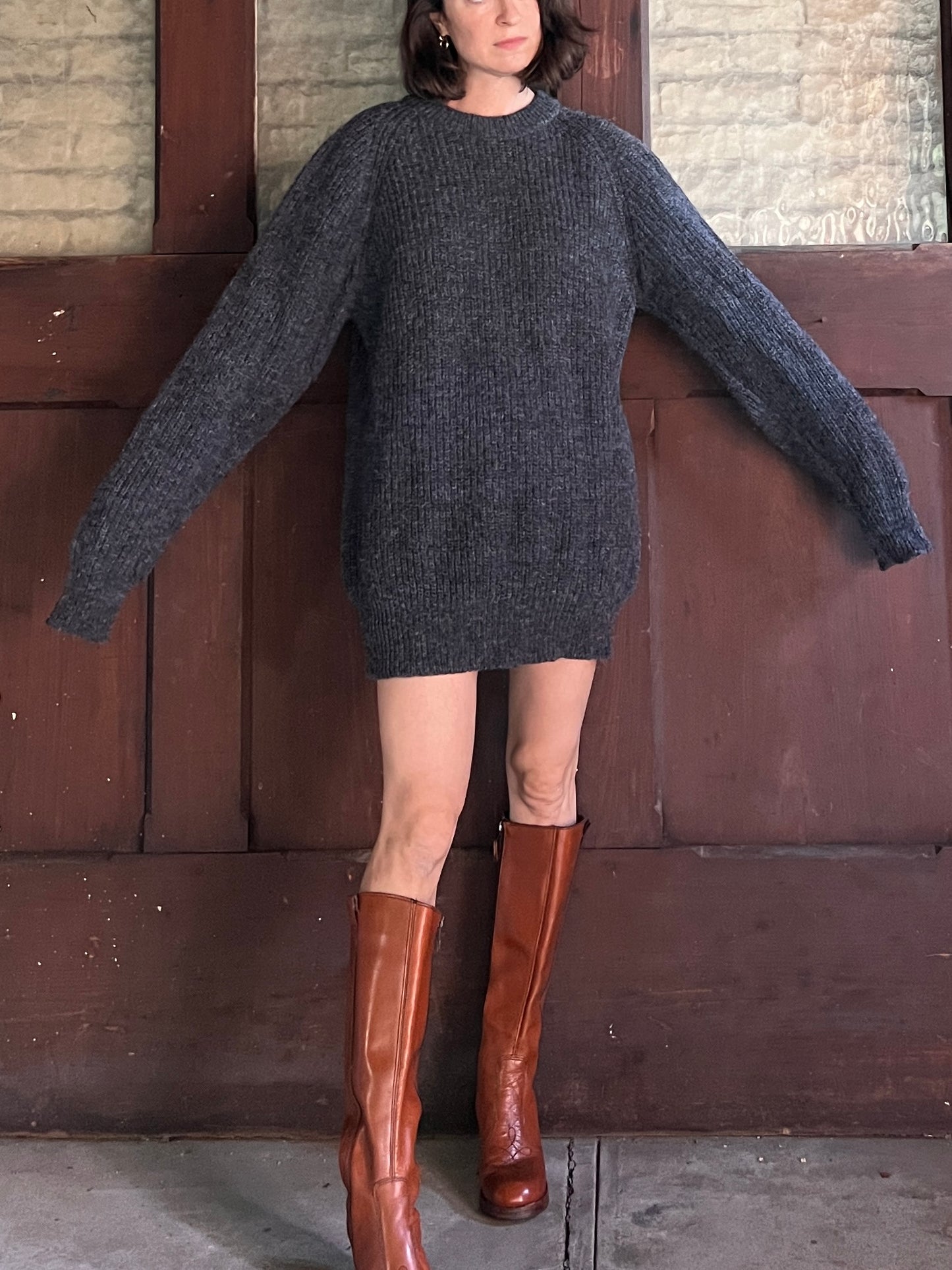 1960s Harris Tweed Charcoal Knit L