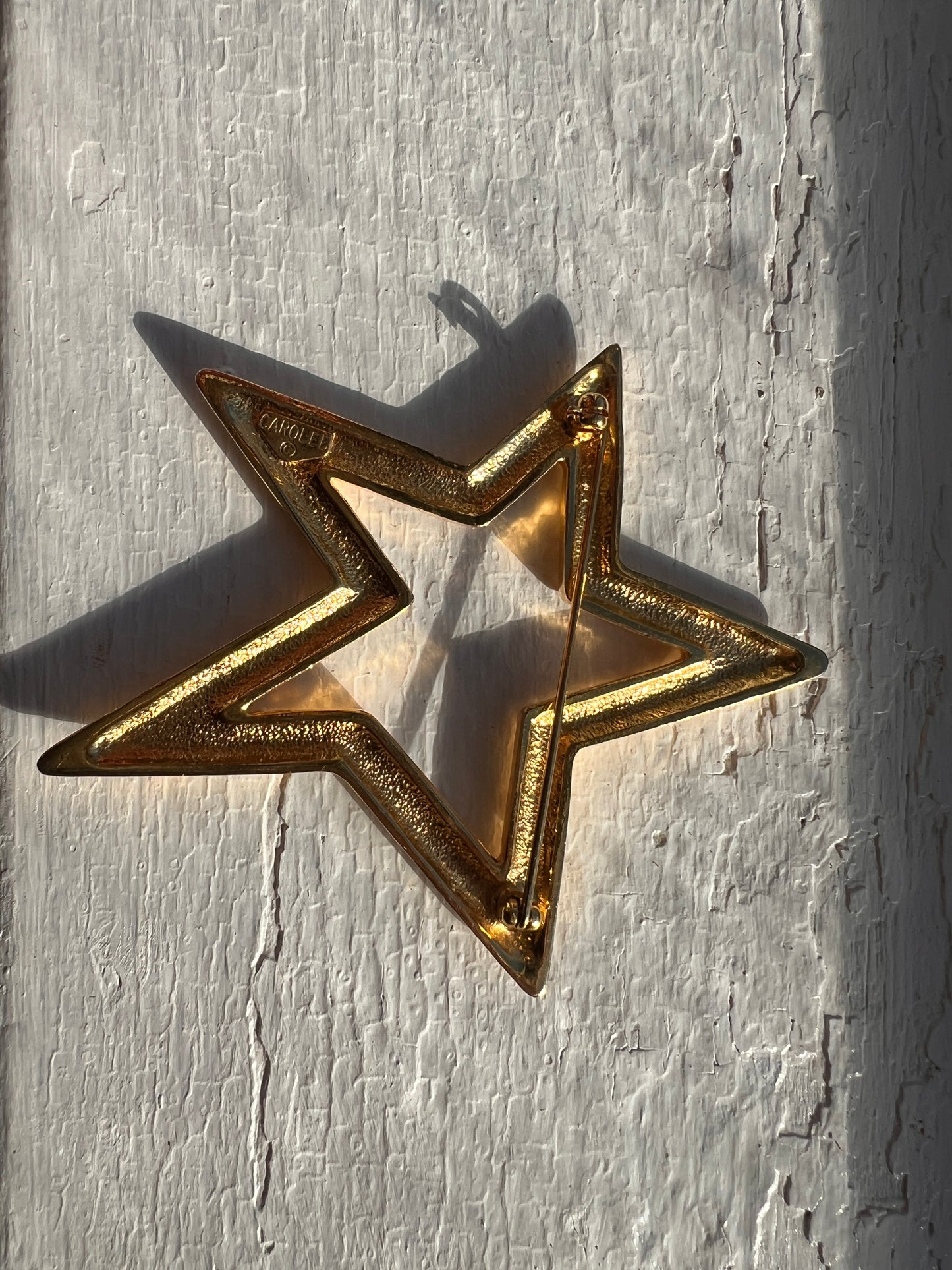 Vintage Carolee Open Star Goldtone Brooch