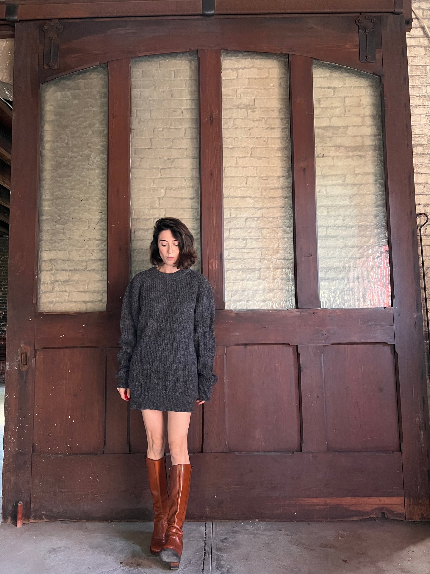 1960s Harris Tweed Charcoal Knit L