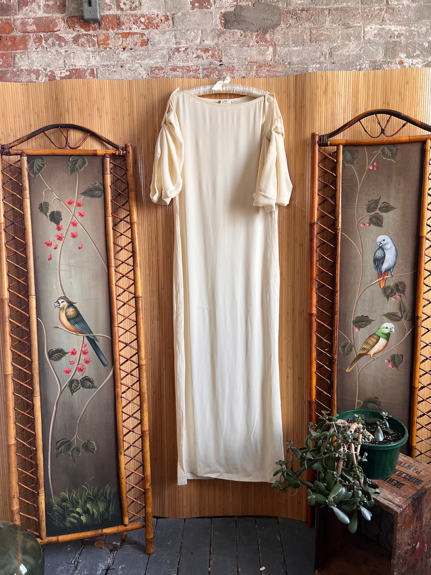 1990s YSL Rive Gauche Ivory Column Gown