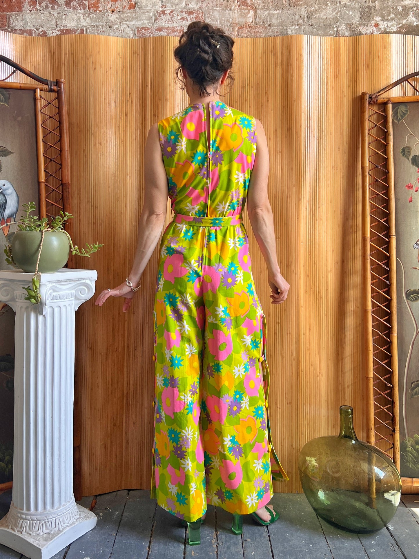 1960s Flower Power Cotton Jumpsuit by Lanz