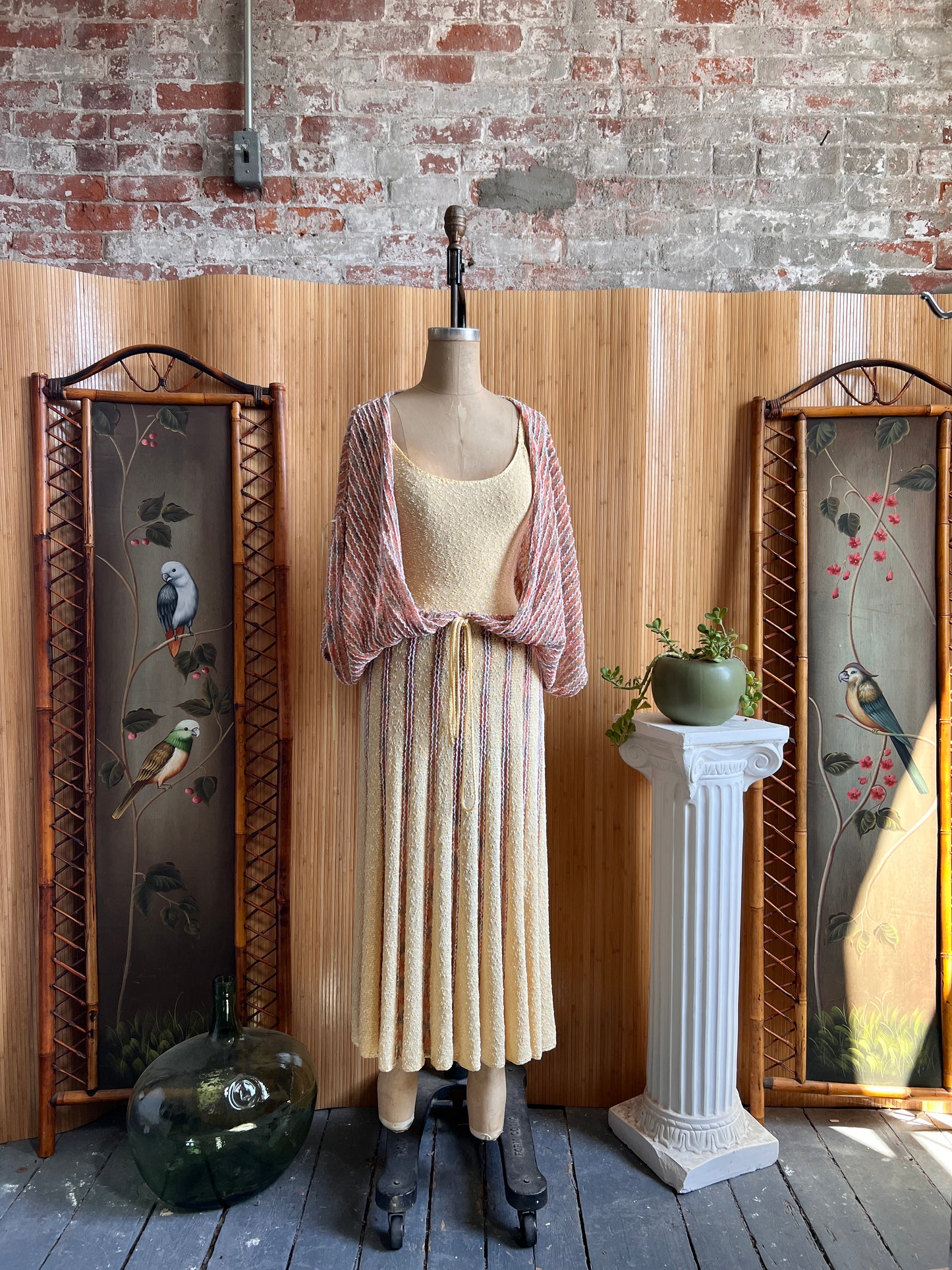 1970s Lucie James of London Knit Dress S