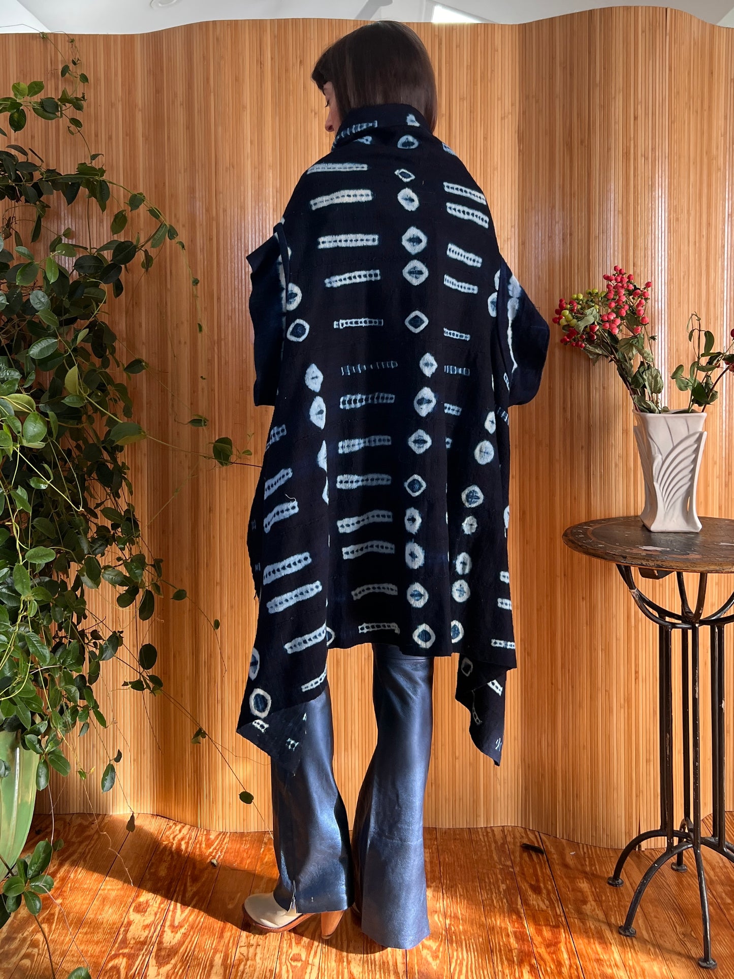 Hand Dyed Indigo Mud Cloth Wrap/Vest OS
