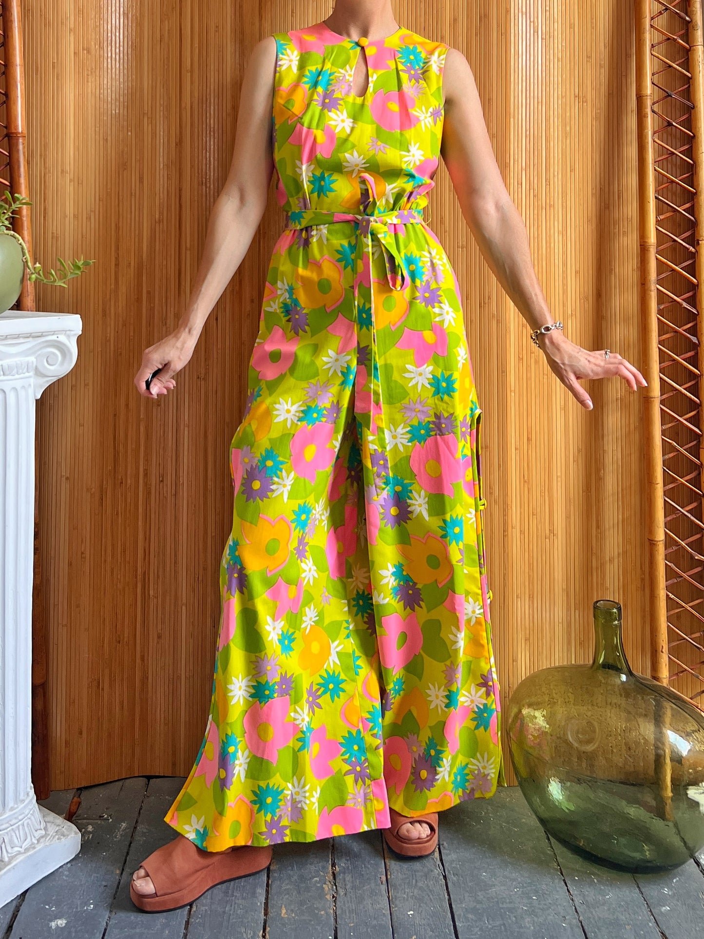 1960s Flower Power Cotton Jumpsuit by Lanz