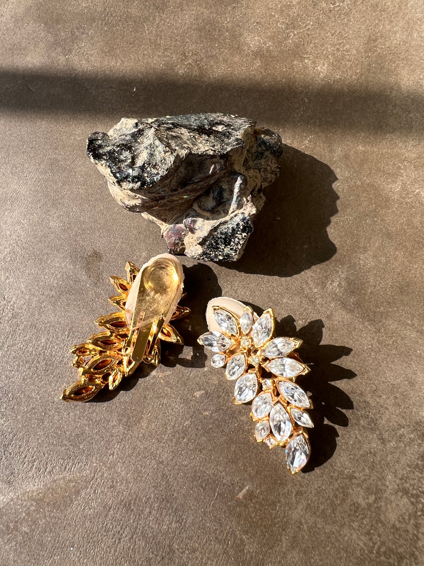 1960s Glamour Rhinestone Cluster Clip Ons