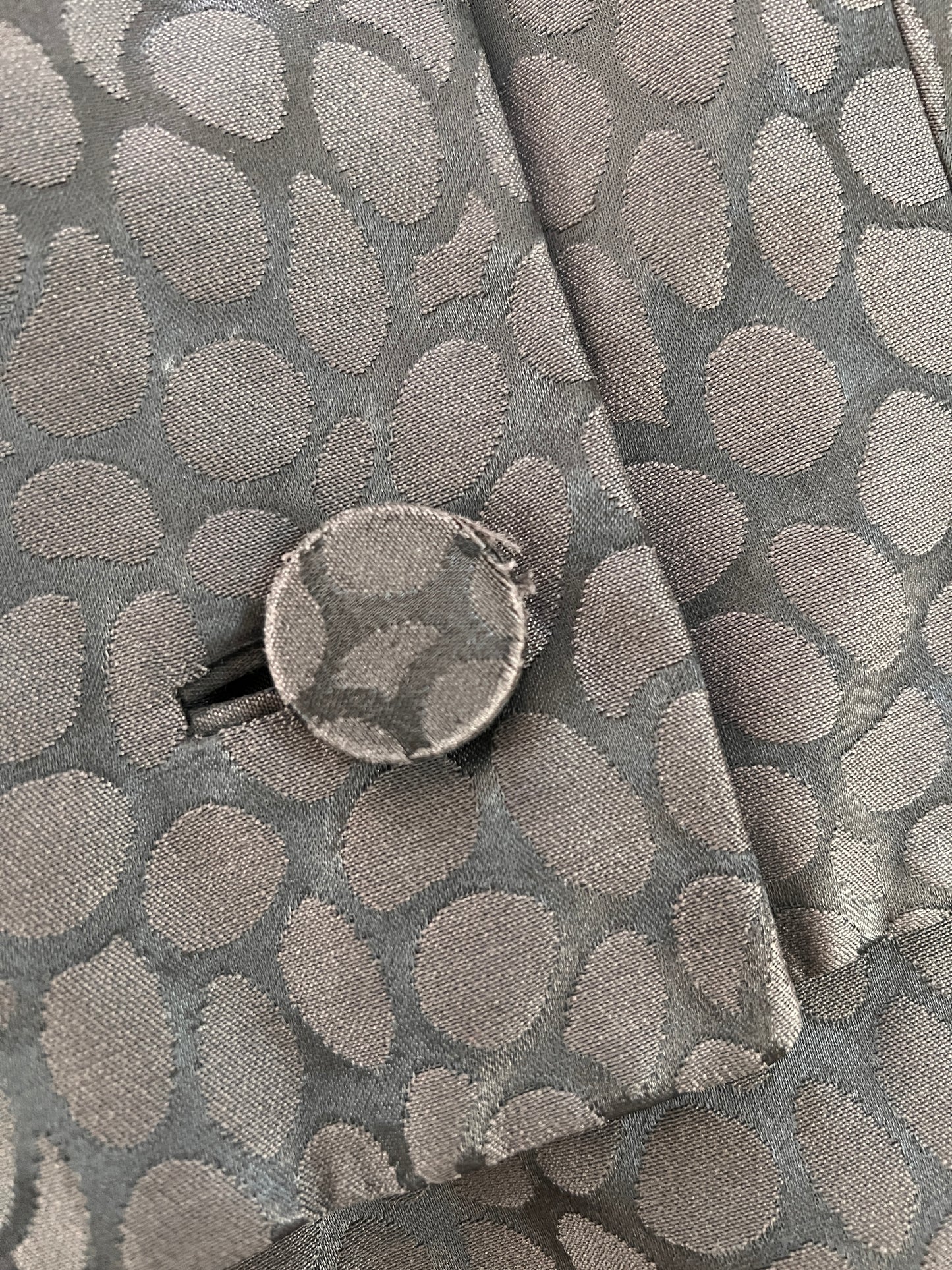 1950s Silk Jacquard Dress & Fur Trim Jacket M/L