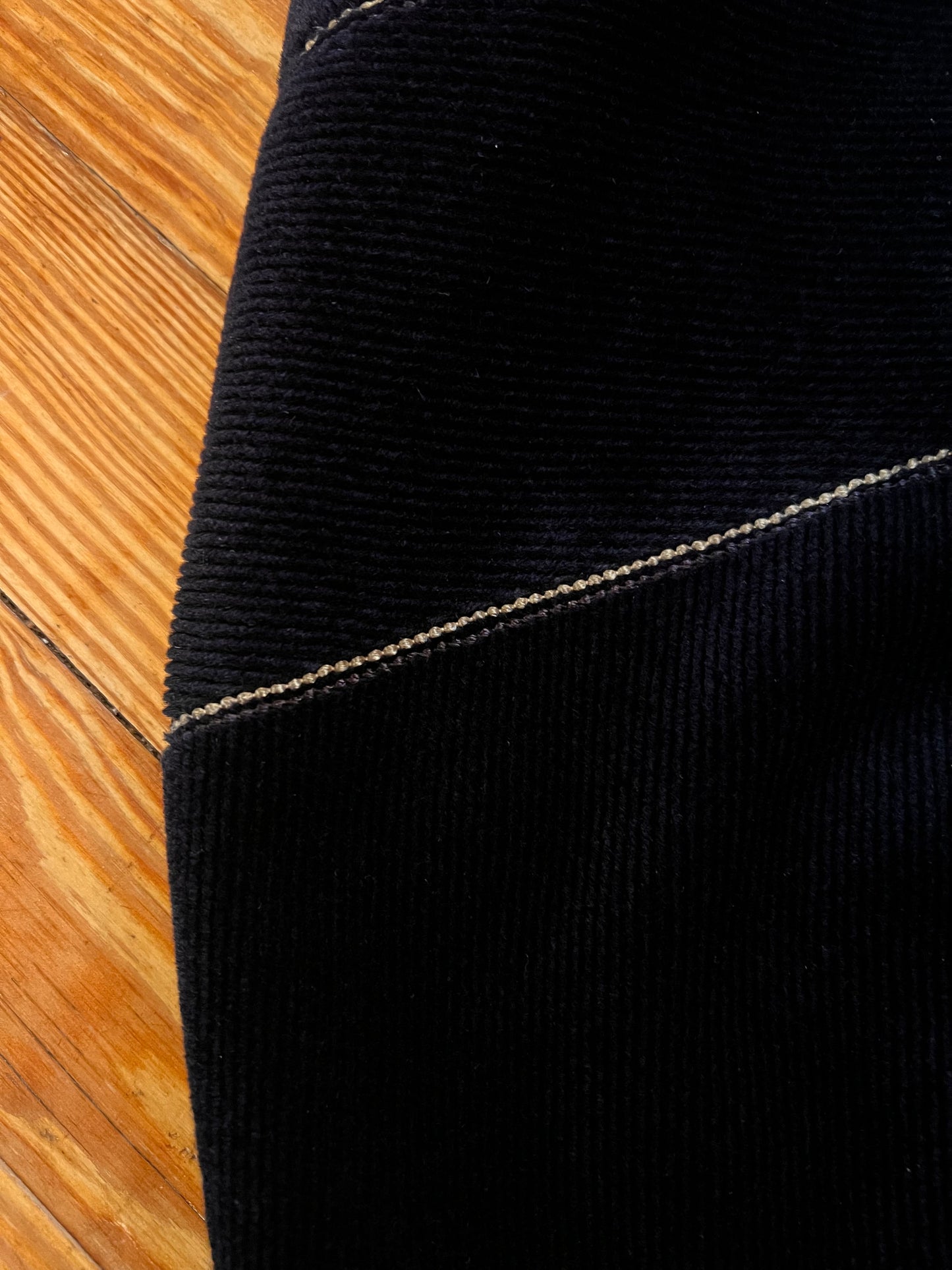 1930s Deco Navy Silk Velvet Ribbed Cloak S/M