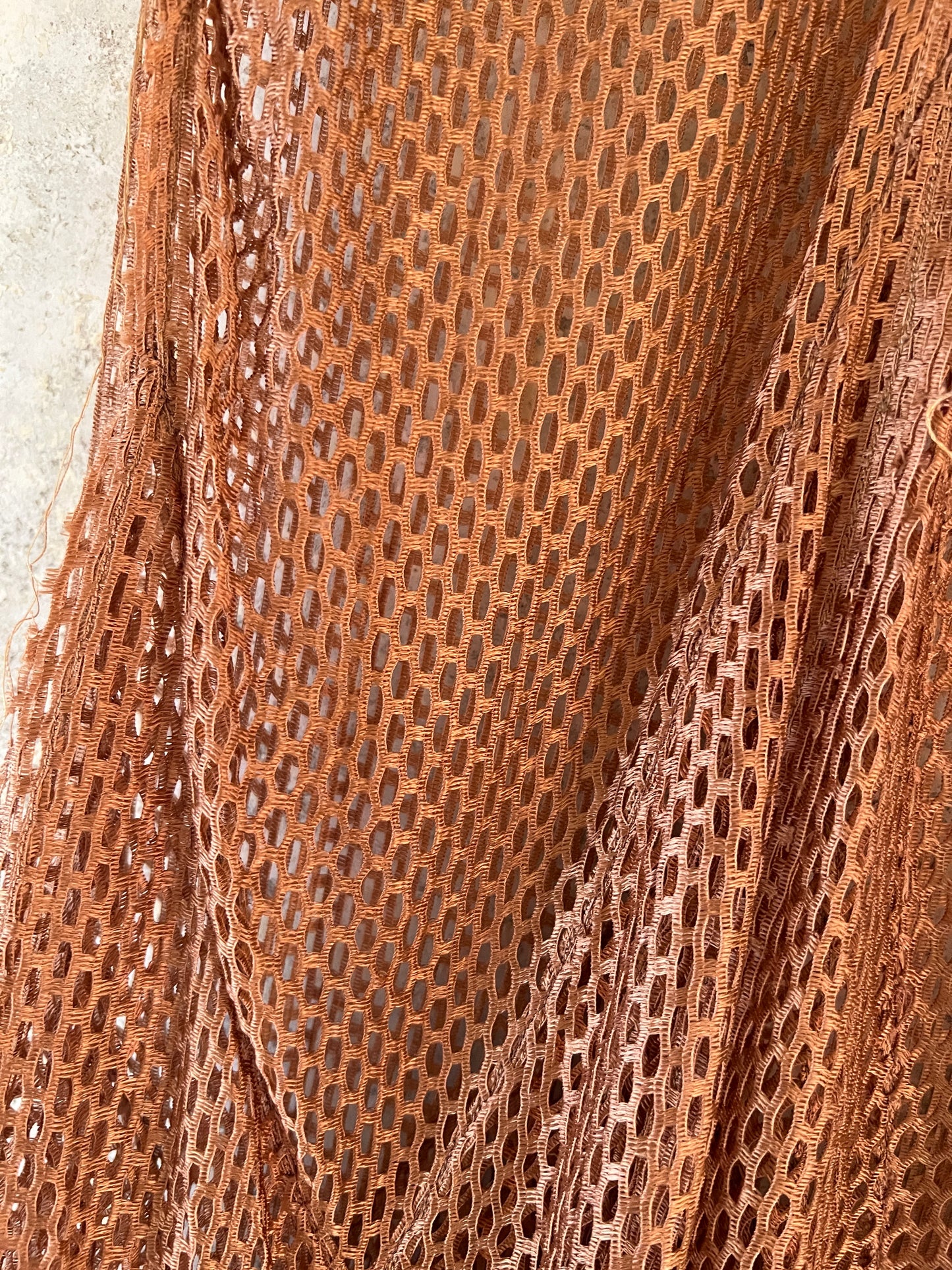 1930s Deco Shimmery Fishnet Gown M