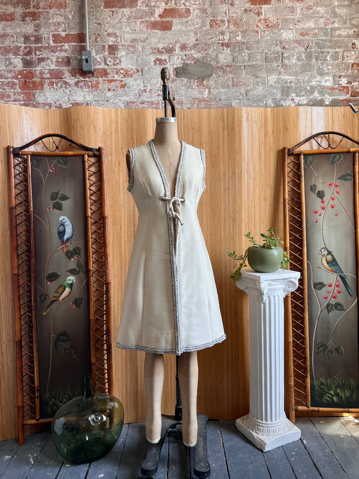 1960s Seaton Enterprises Ltd Beaded Shift Dress M