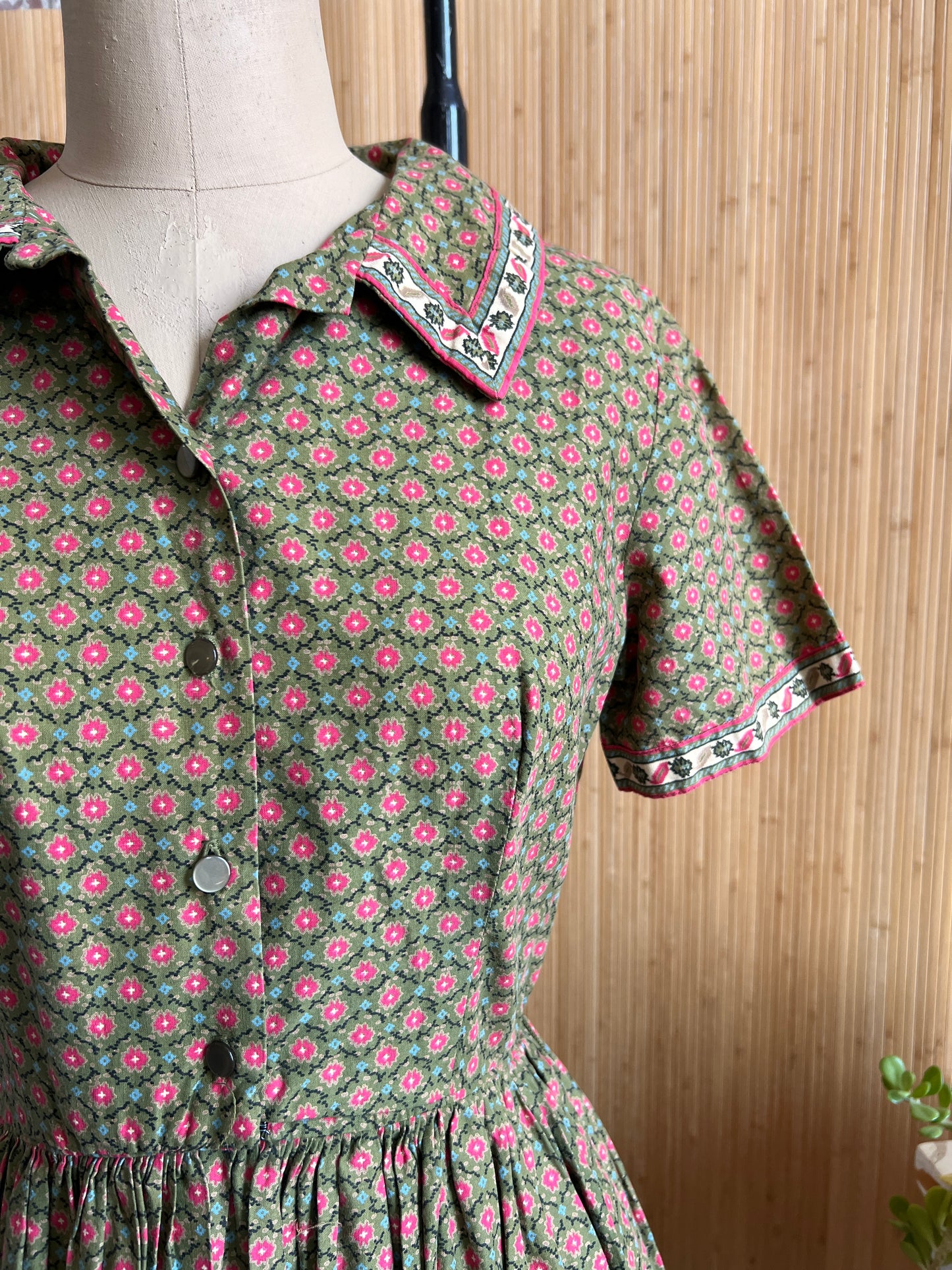 1950s Cotton Shirtwaist Dress by Muriel Ryan S
