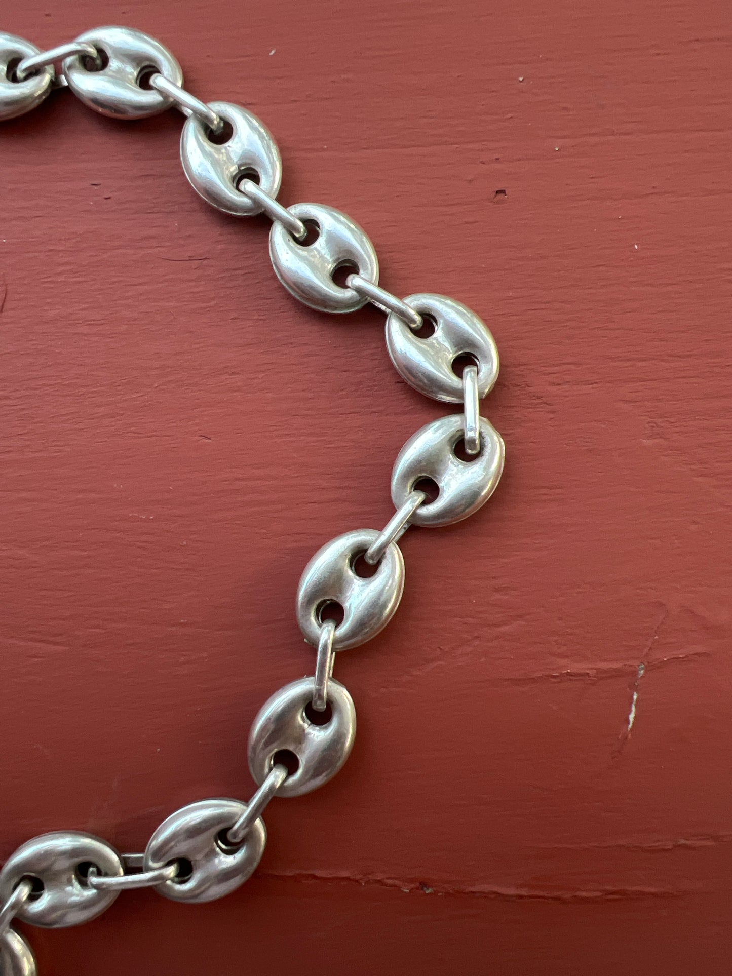 Vintage Puffed Mariner Chain Sterling Necklace