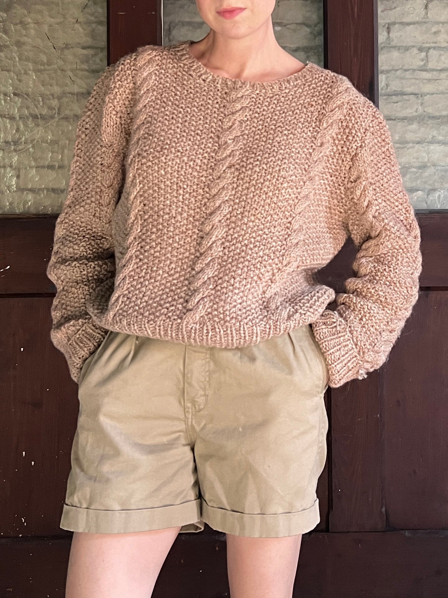 Vintage Irish Knit Oatmeal Fisherman Sweater M