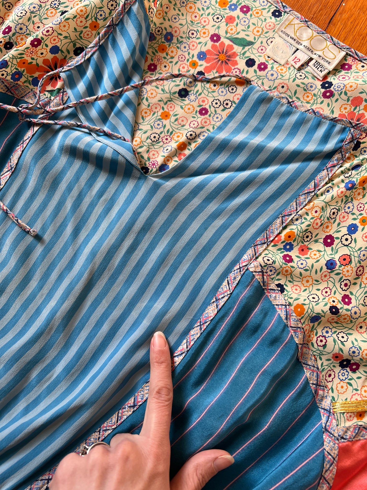 1980s Koos Van Den Akker 100% Silk Multicolor Collage Dress M/L