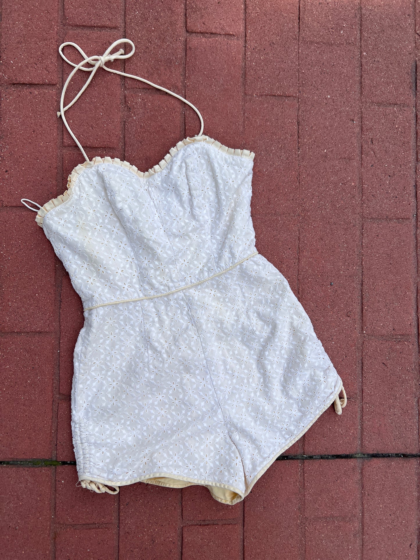 1950s Cotton Eyelet Playsuit S