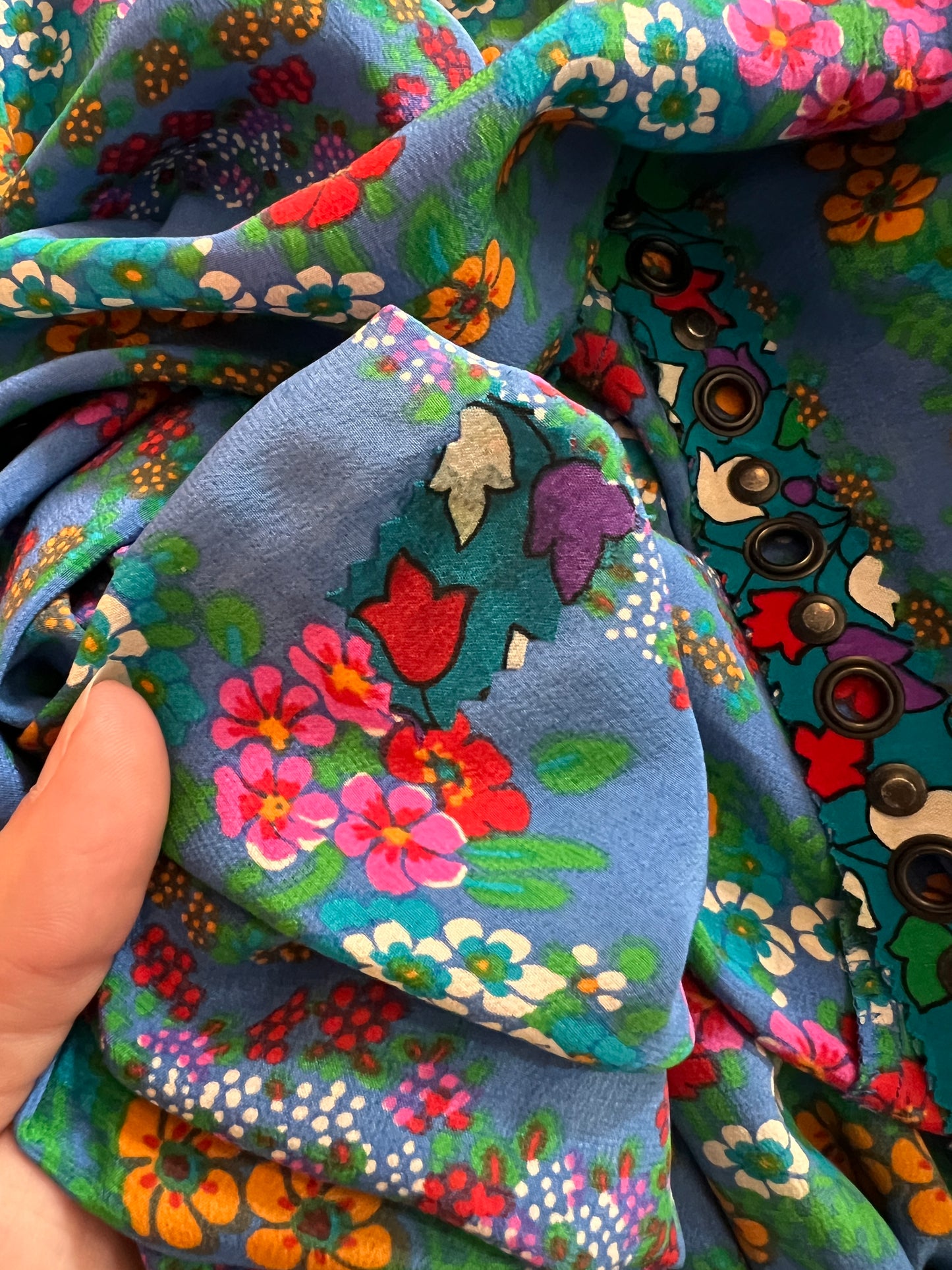 1960s YSL Rive Gauche Floral Silk Trapeze Dress M