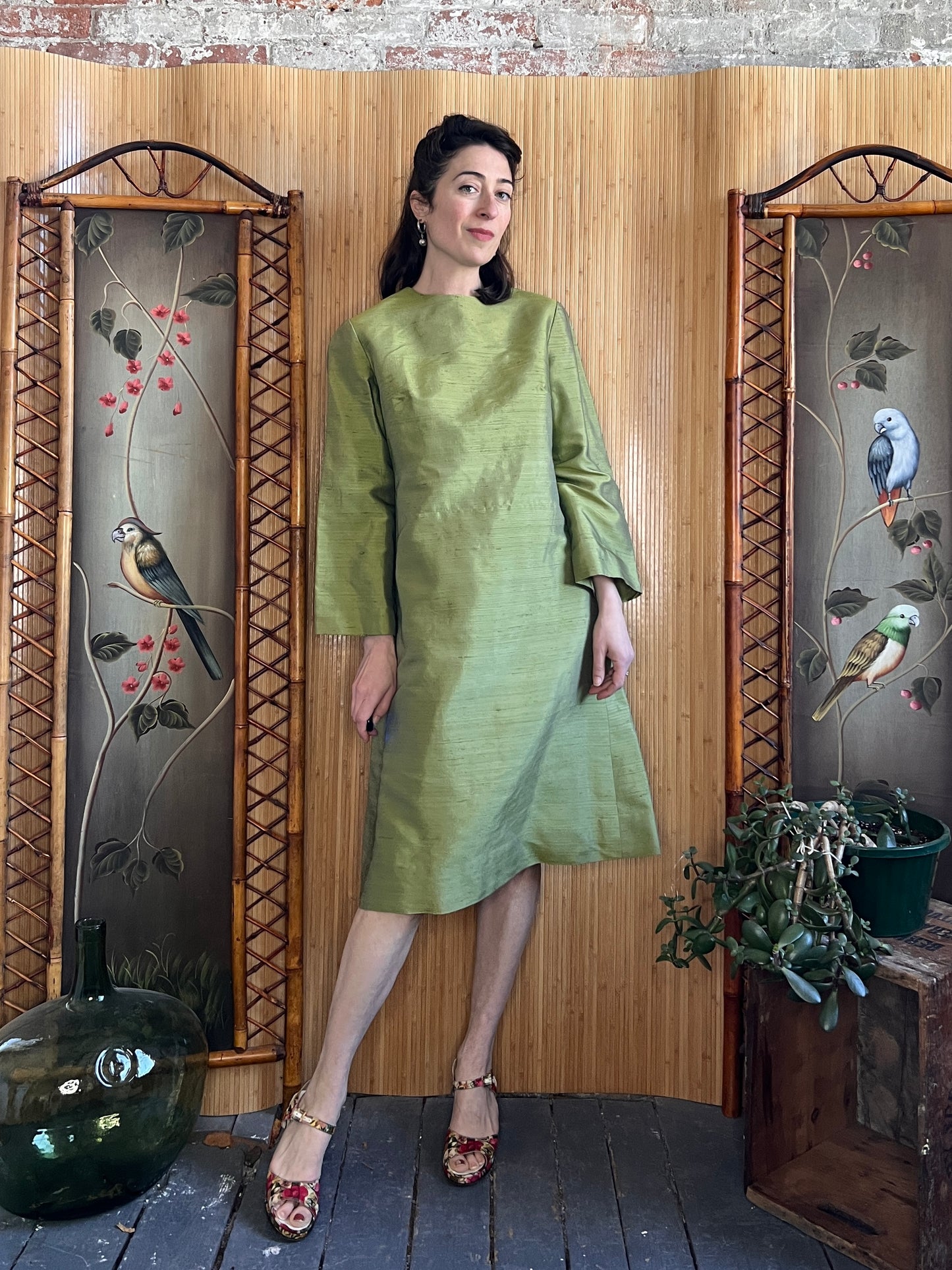 1960s Shantung Silk Two Piece Ensemble M/L