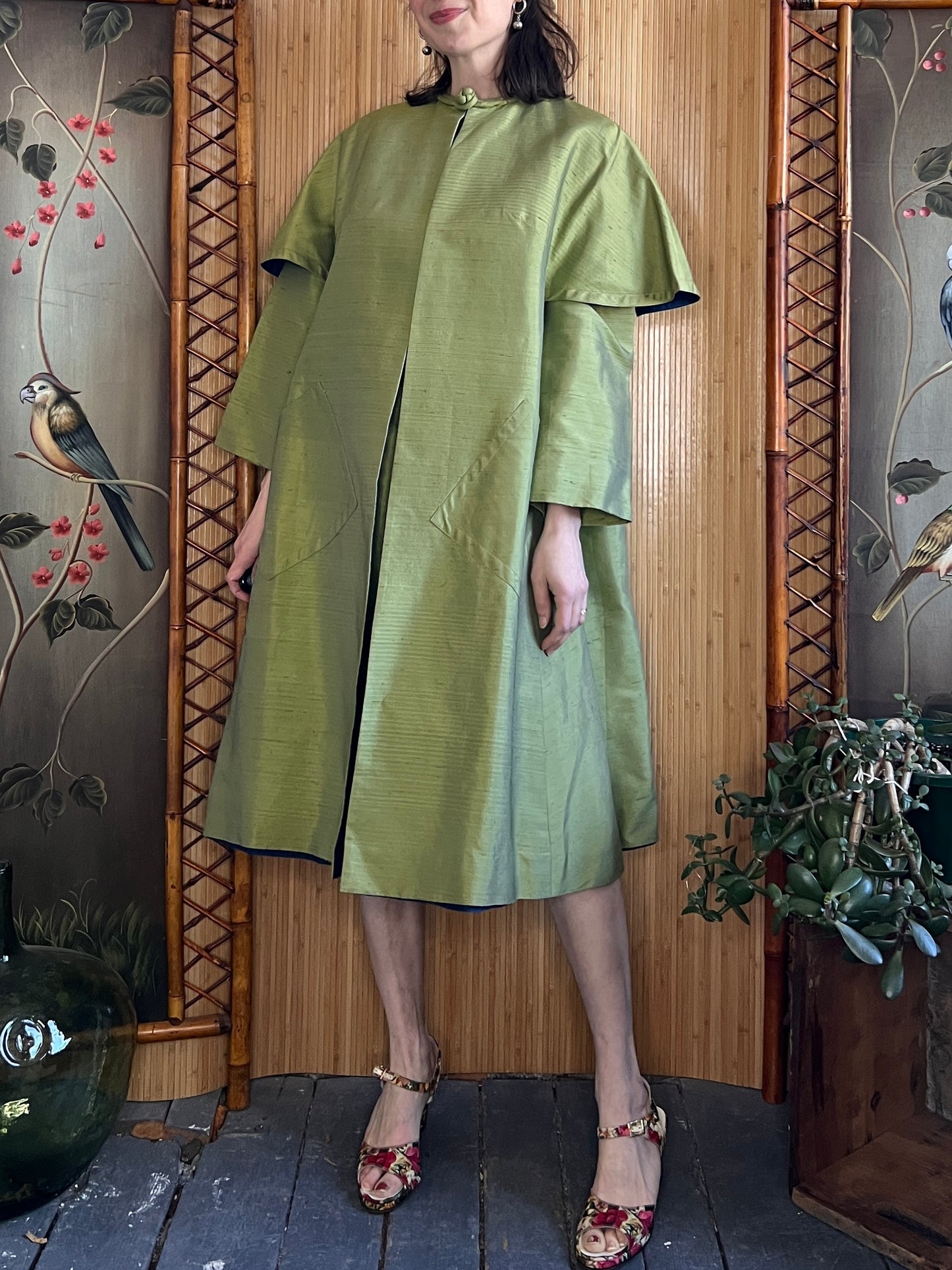 1960s Shantung Silk Two Piece Ensemble M/L