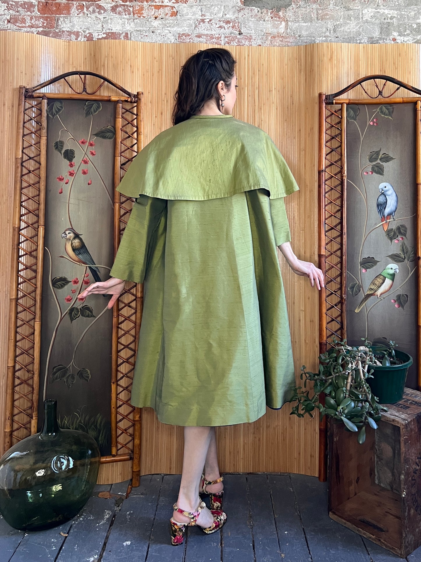1960s Shantung Silk Two Piece Ensemble M/L