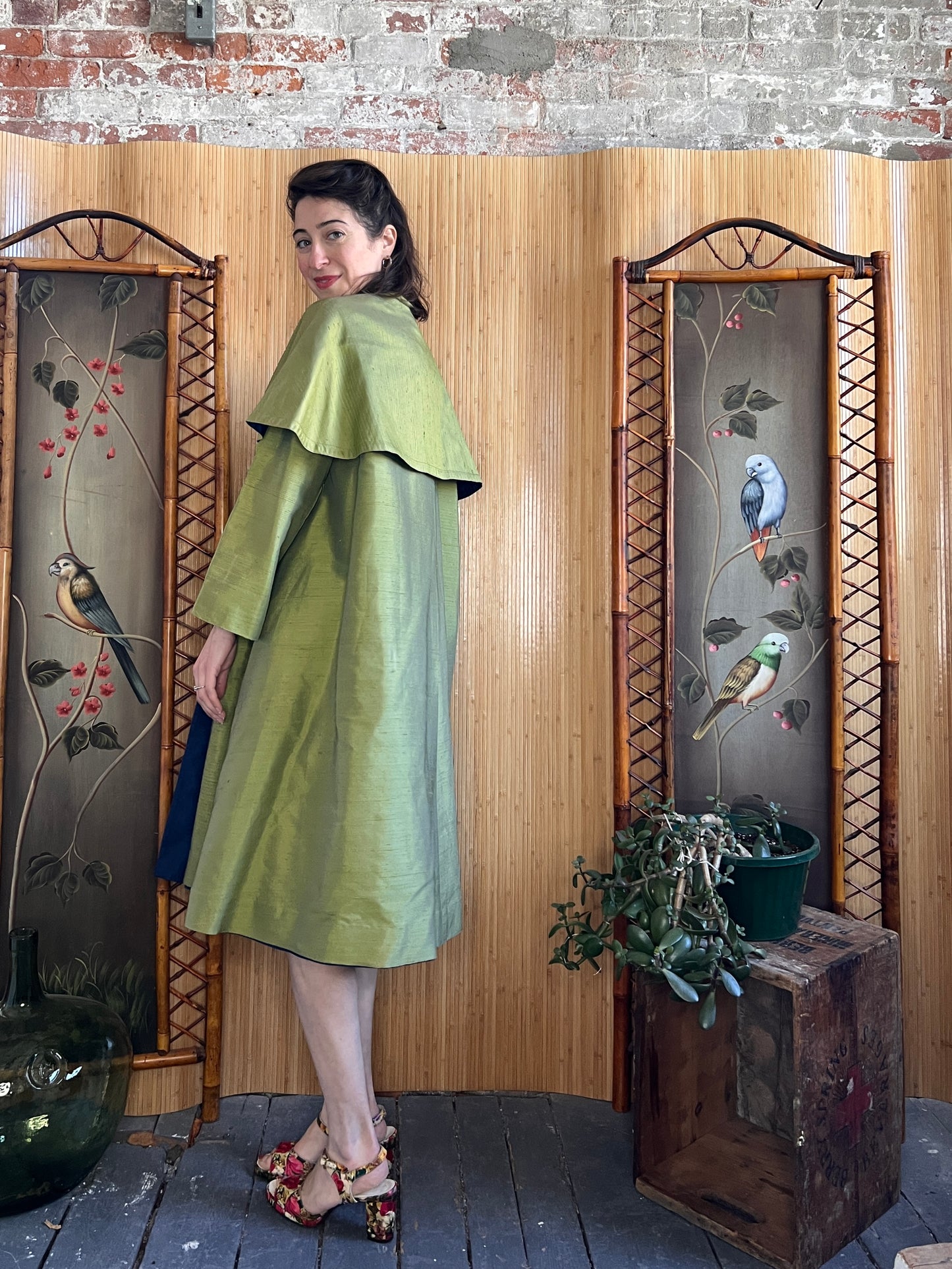 1960s Shantung Silk Two Piece Ensemble M/L