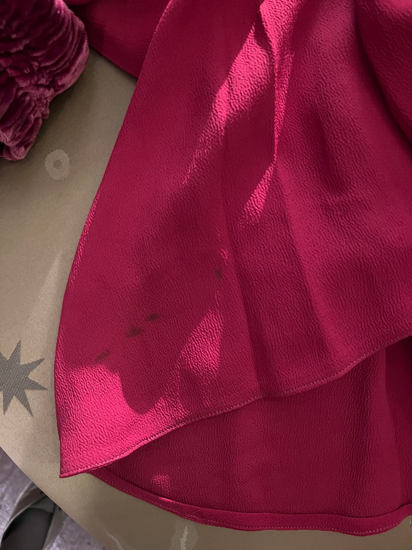 1930s Cranberry Crepe Gown and Tunic Set with Velvet Trim S/M
