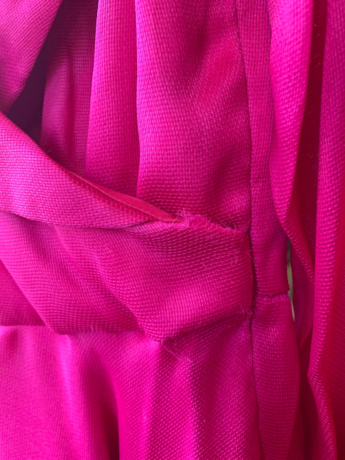 1970s Neiman Marcus Magenta Pink Silk Dress M